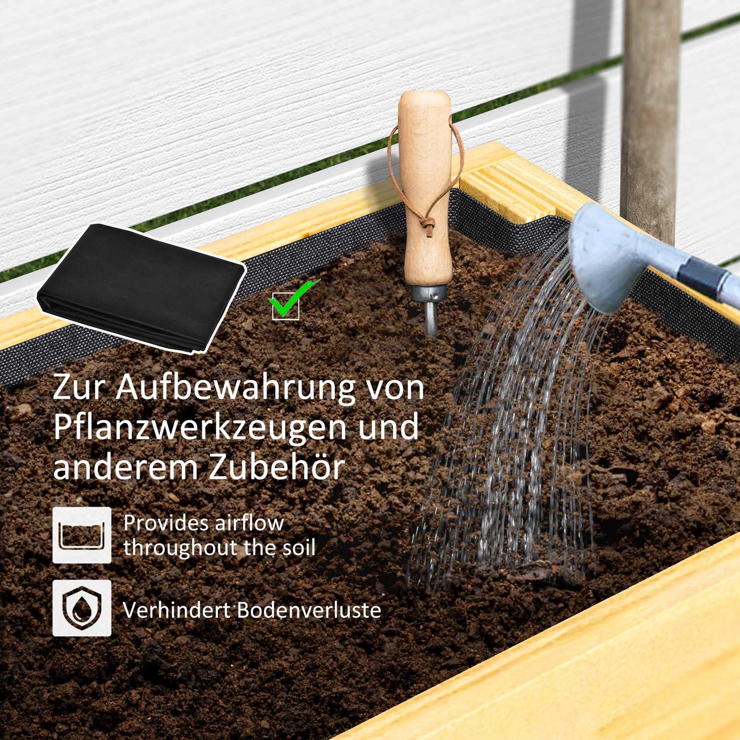 Upphöjd planteringslåda i trä med hylla och dränering, 100x30x70,5 cm