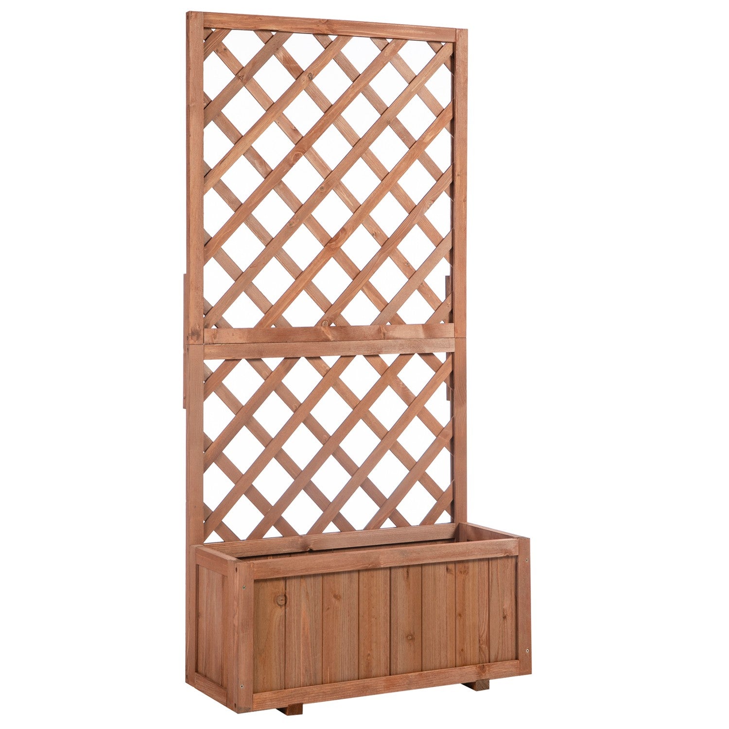 Upphöjd träsäng med spaljé – 72,5x31,5x149,5 cm