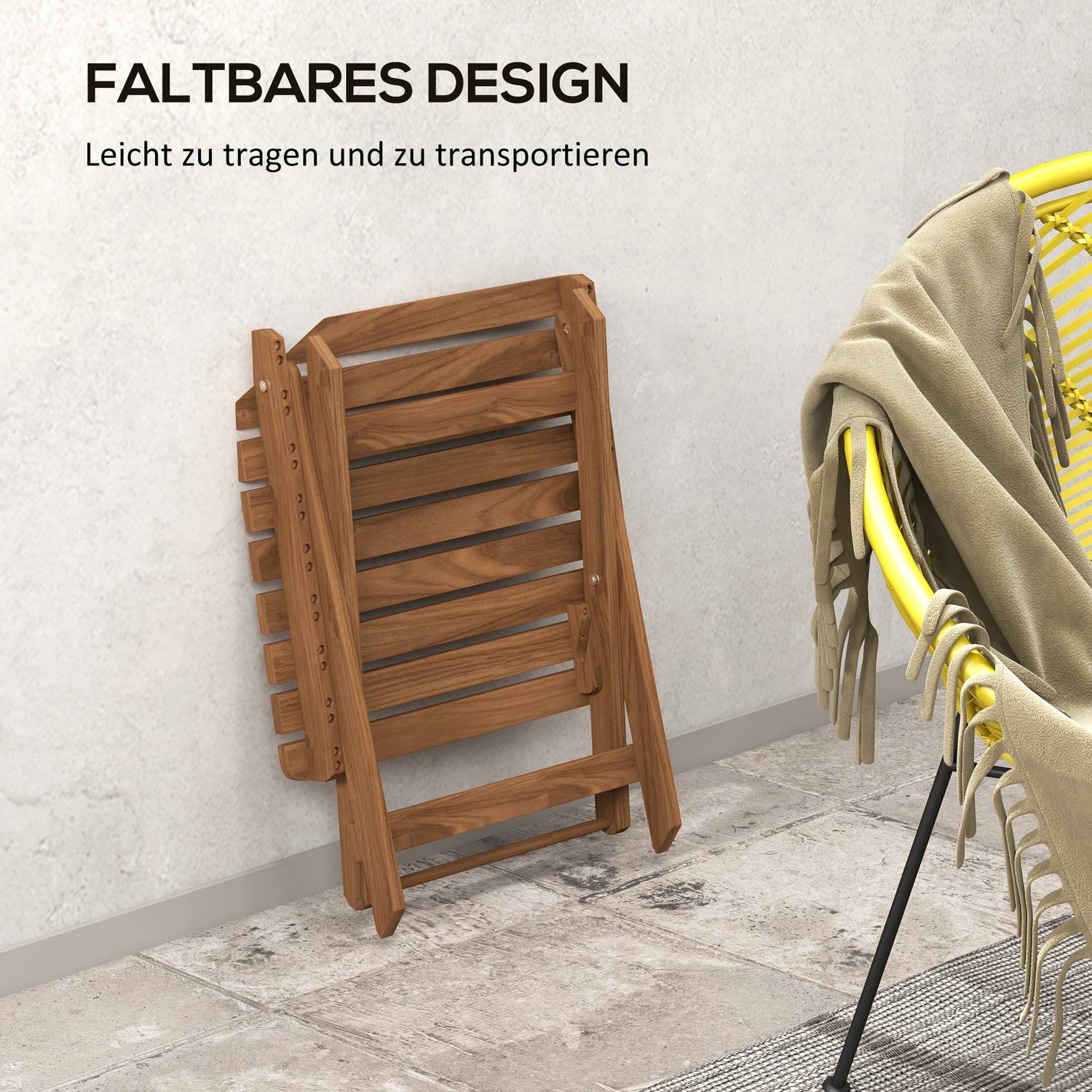 Utomhusfällbara sidobord i teak, Set om 2 – 45x45x45 cm