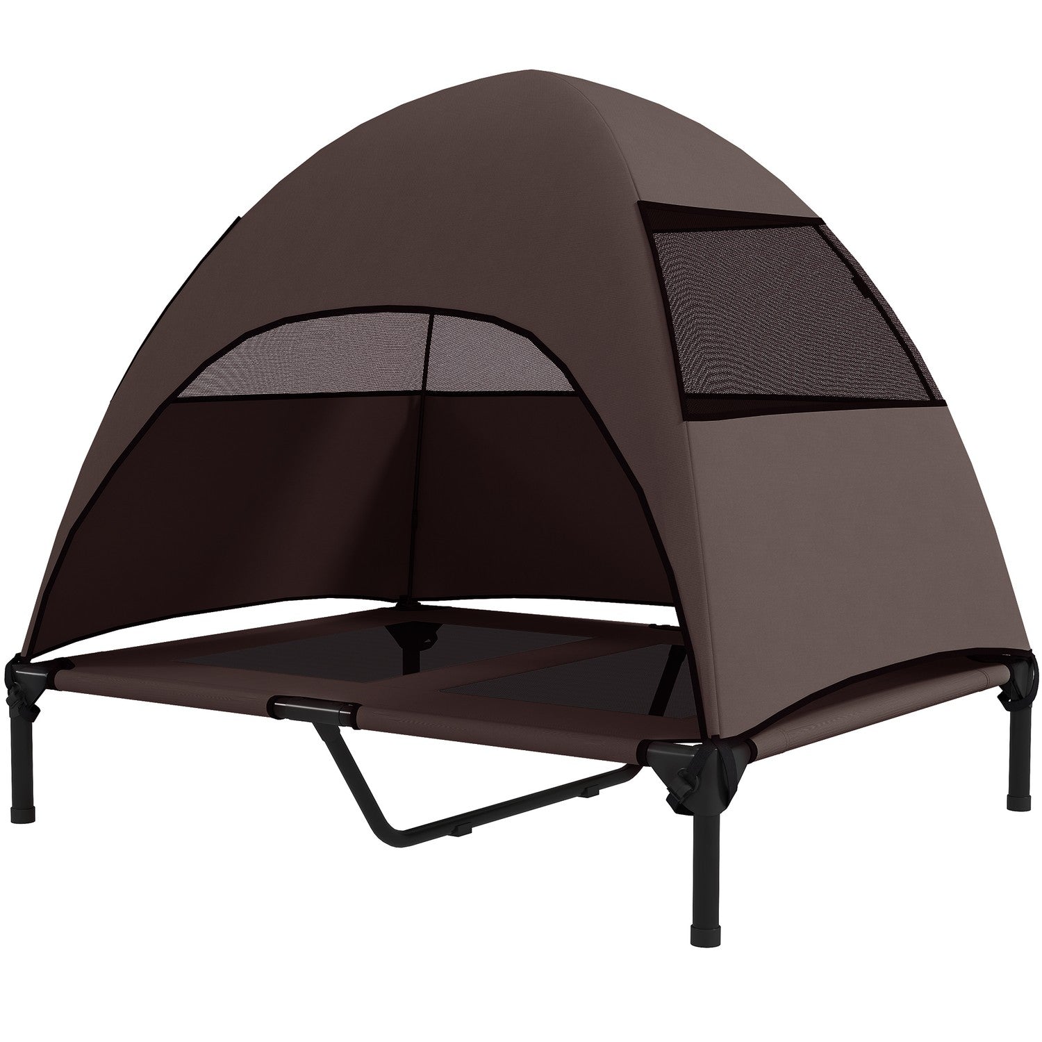 Utomhus förhöjd hundsäng med tak – stor, svalkande, tvättbar