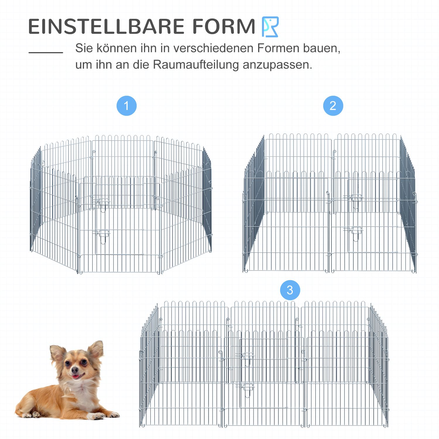 Valphölje utomhus, 8-panels lekhage, säker och stabil