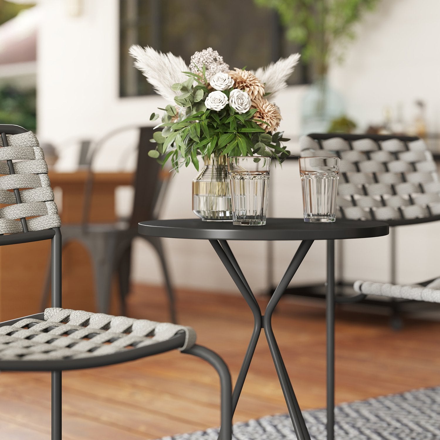 Utomhusmöbler i polyrattan, 3-delat, väderbeständig, grå