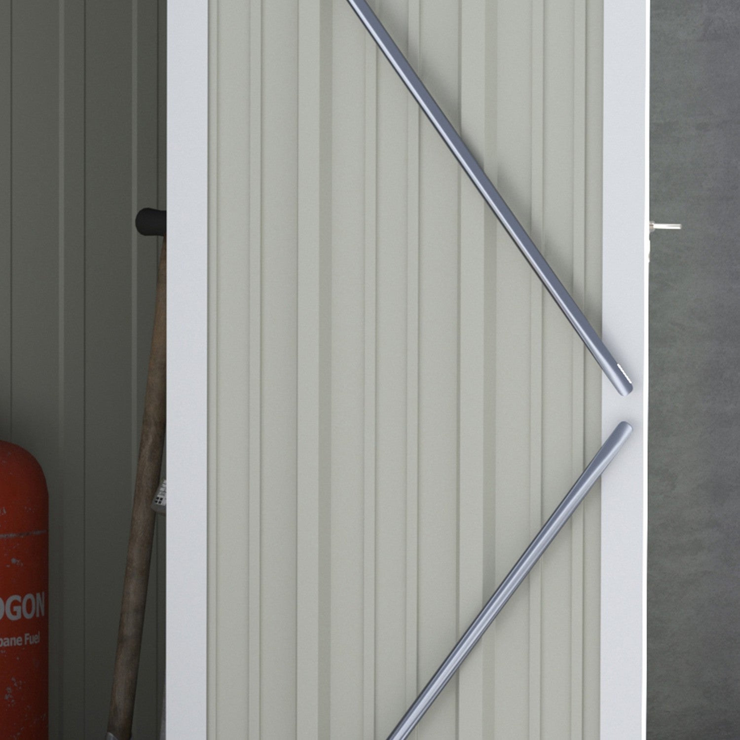 Utomhusredskapsbod, stål med dörr, grön, 142x84x189 cm