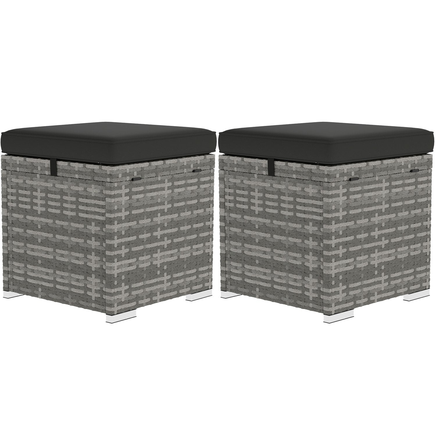 Utomhusrottingpallar med förvaring – mörkgrå, väderbeständig