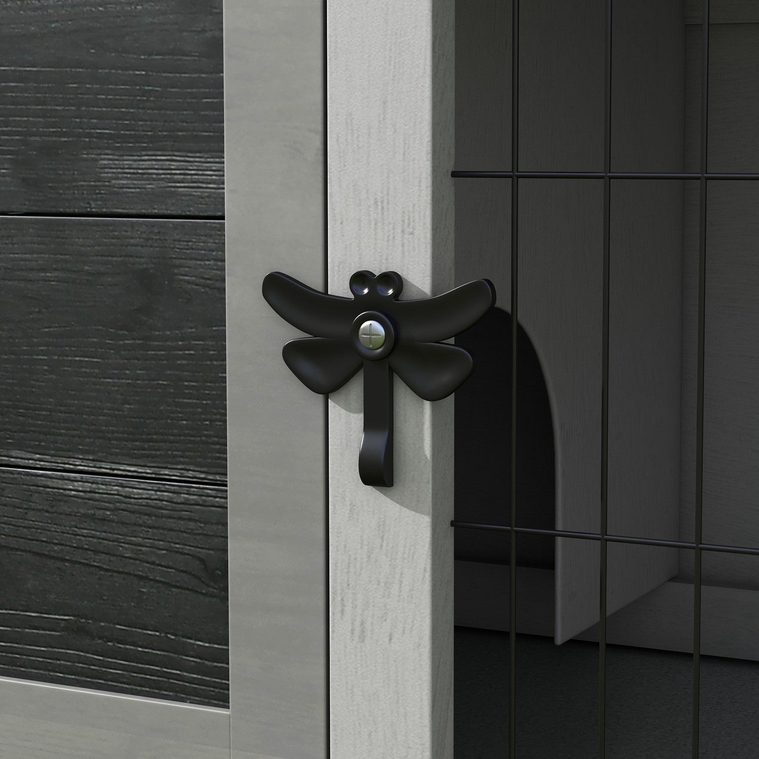 Utomhus vintertät kaninbur, gran, gångjärnstak