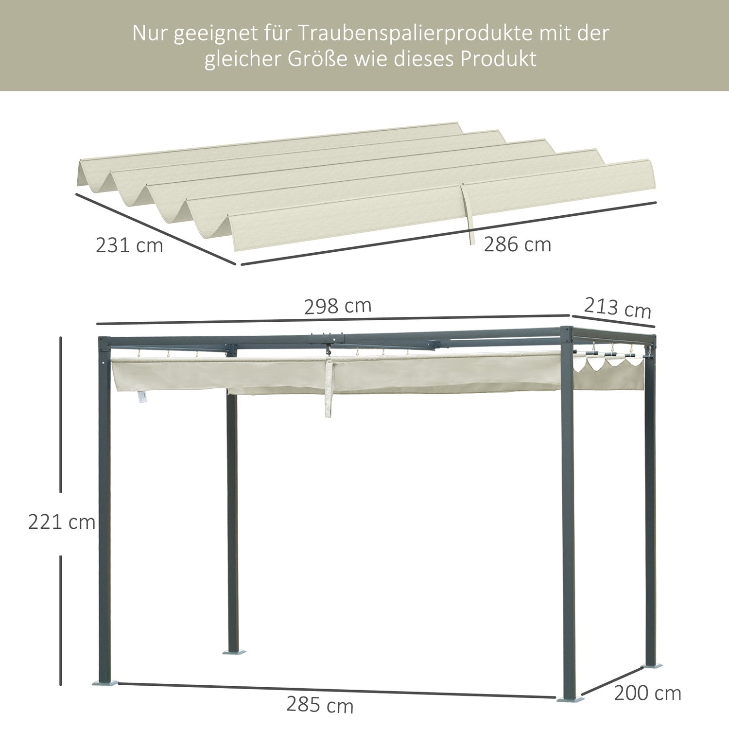 Vattenavvisande Pergola Taktäcke, Krämvit, UV 30+