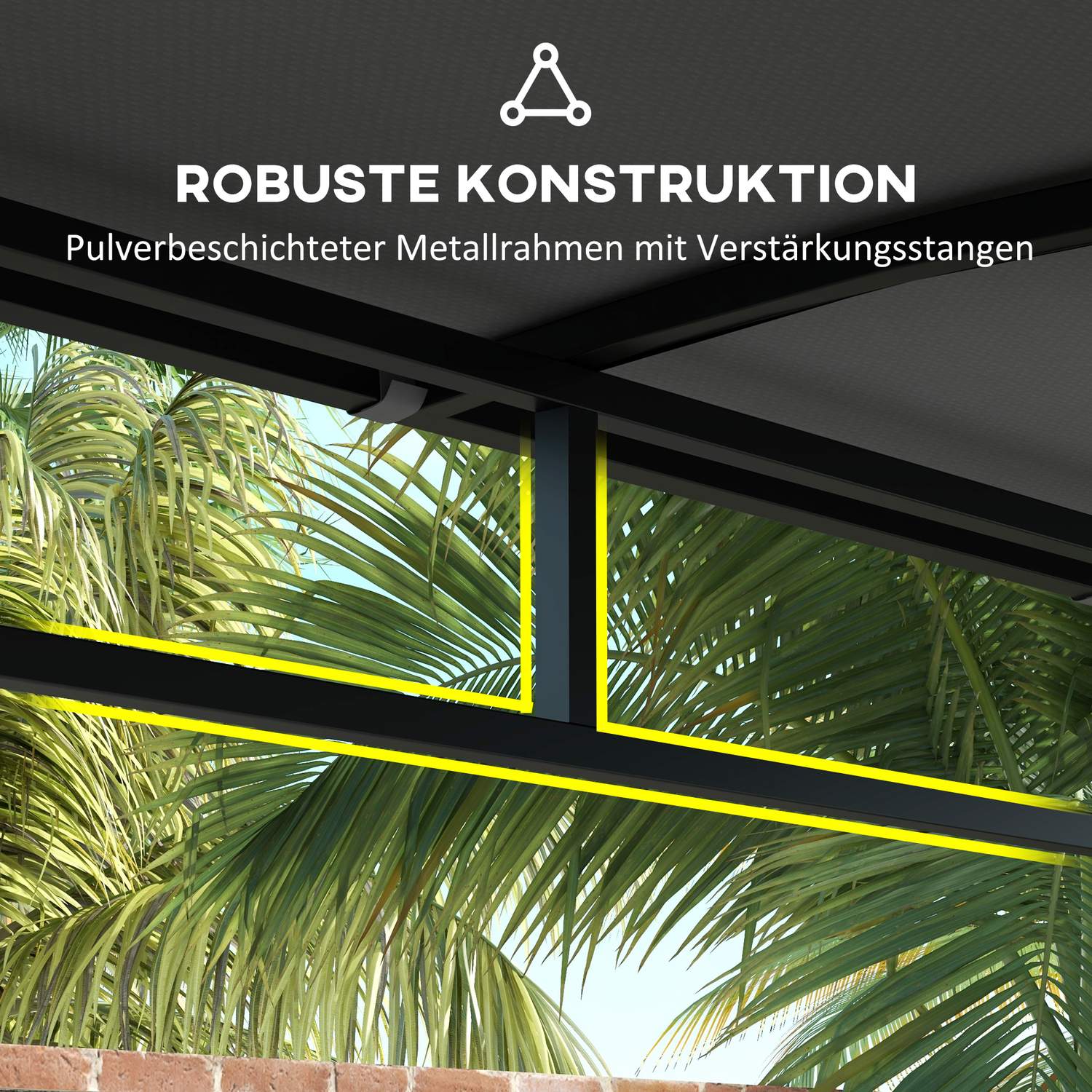 Vattenavvisande grillpaviljong, böjt tak, 215x150x220 cm, mörkgrå