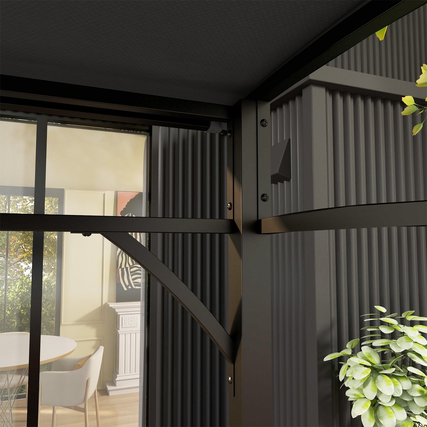 Vattenavvisande grillpaviljong, böjt tak, 215x150x220 cm, mörkgrå