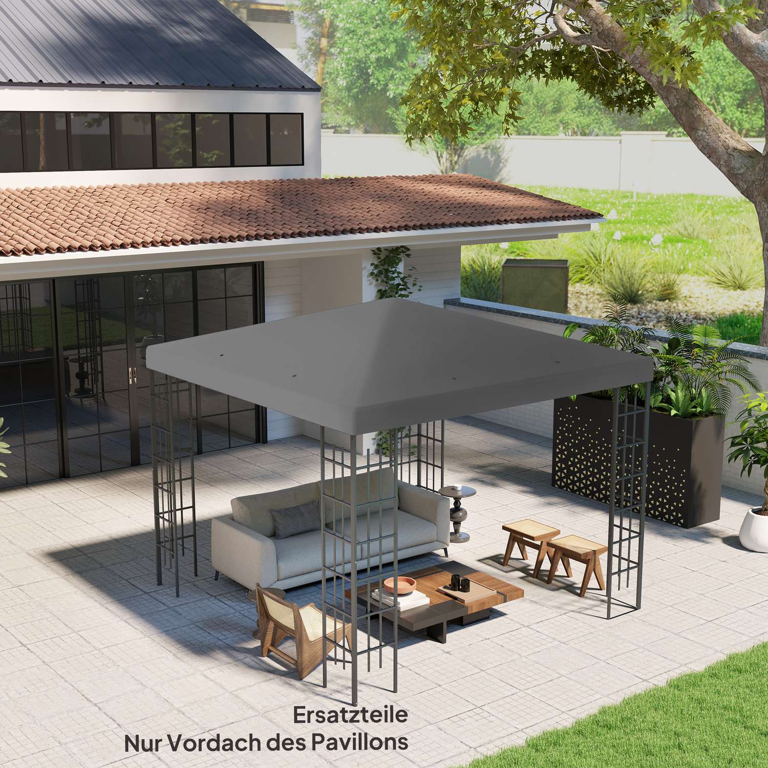 Vattentät Gazebo takskydd, 3x3m, mörkgrå, 370gsm