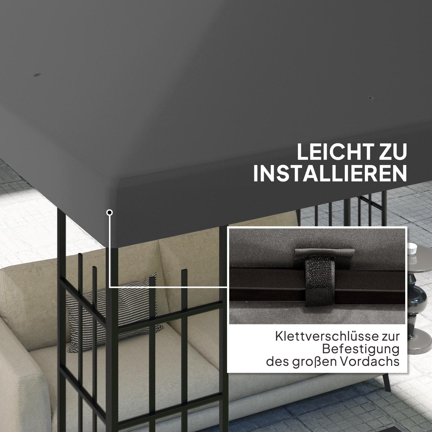 Vattentät Gazebo takskydd, 3x3m, mörkgrå, 370gsm