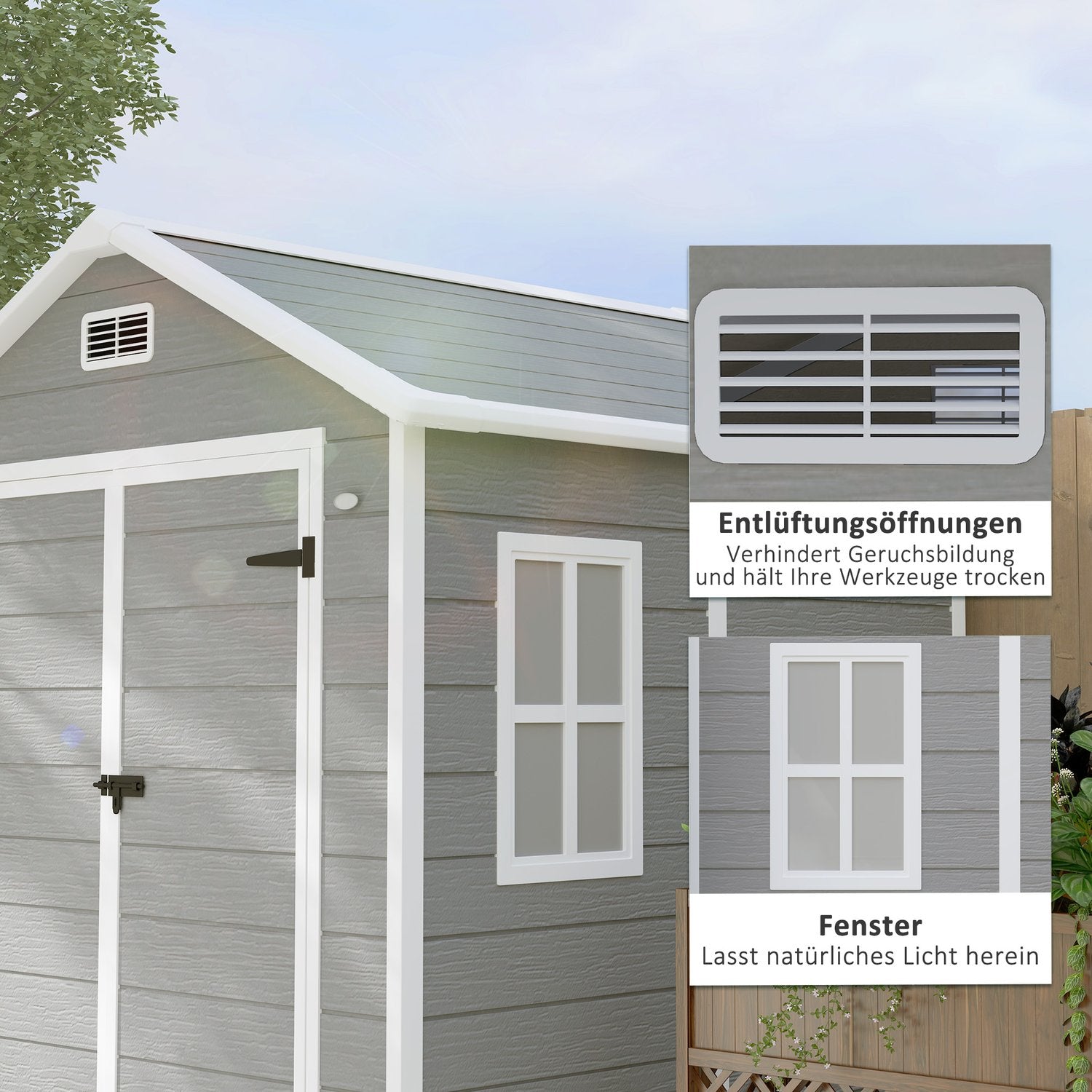 Vattentät redskapsbod i aluminium med golv och låsbar dörr