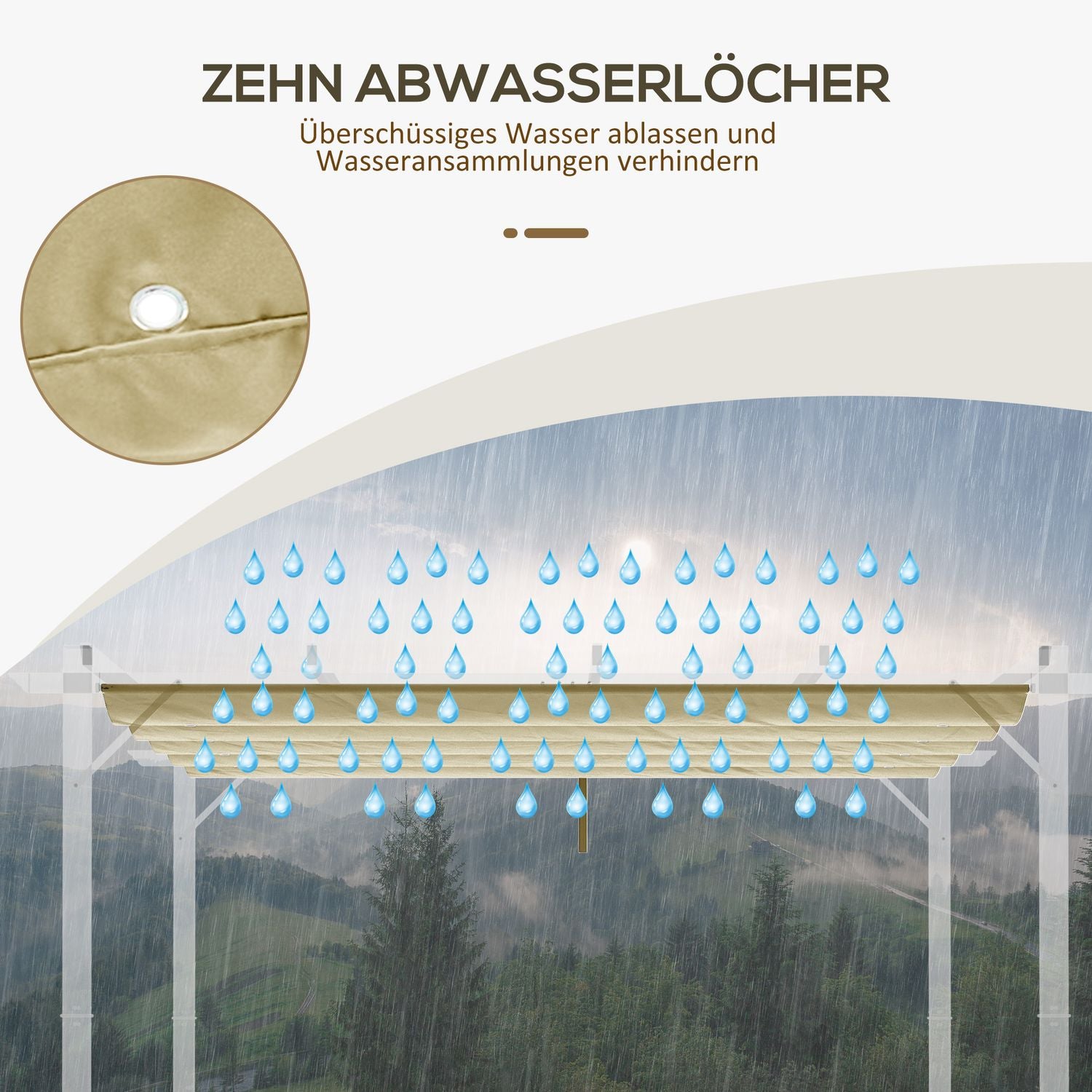 Vattentätt infällbart pergolatak 4x3m, Beige