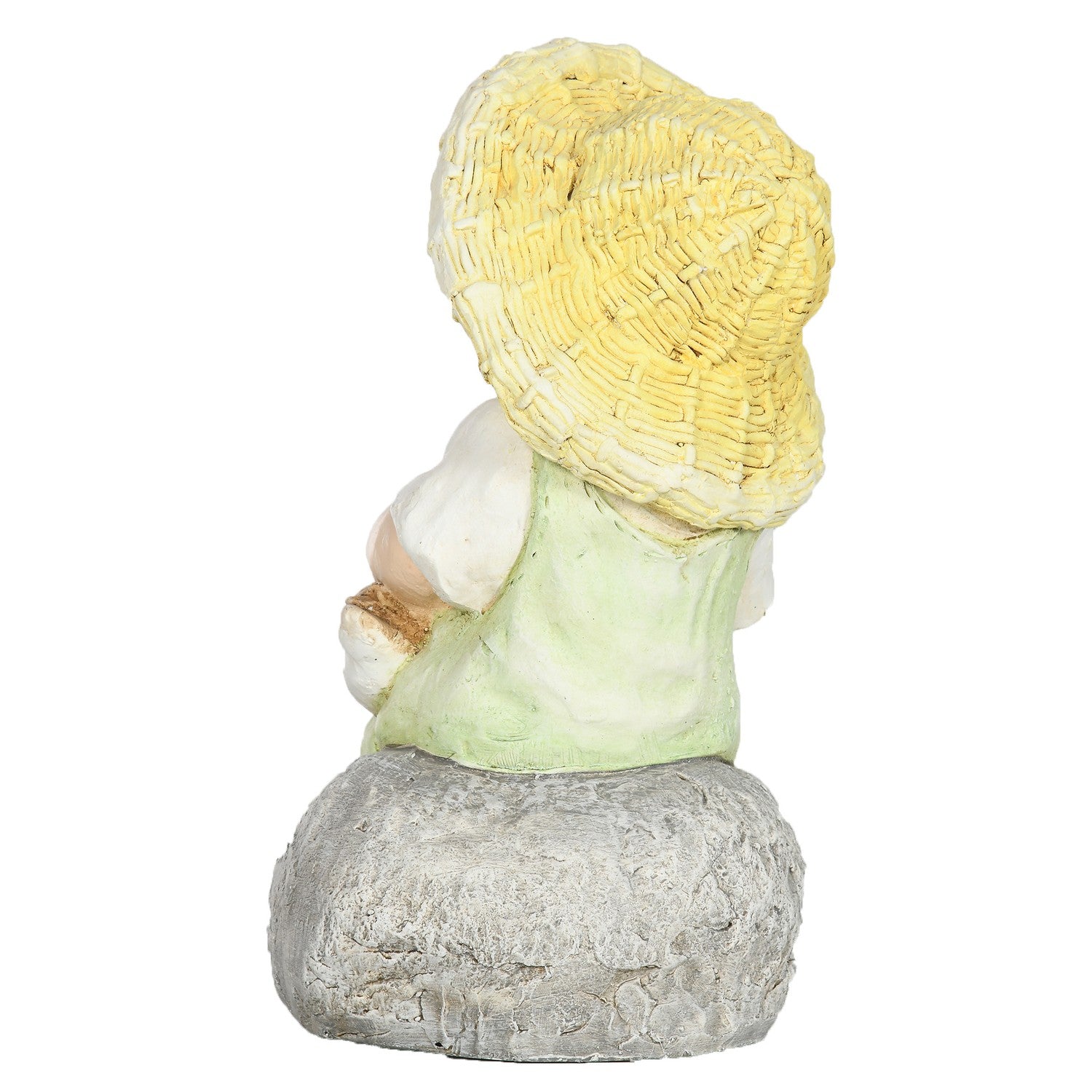 Väderbeständig 43 cm stråhatt Pojke Trädgårdsstatydekor