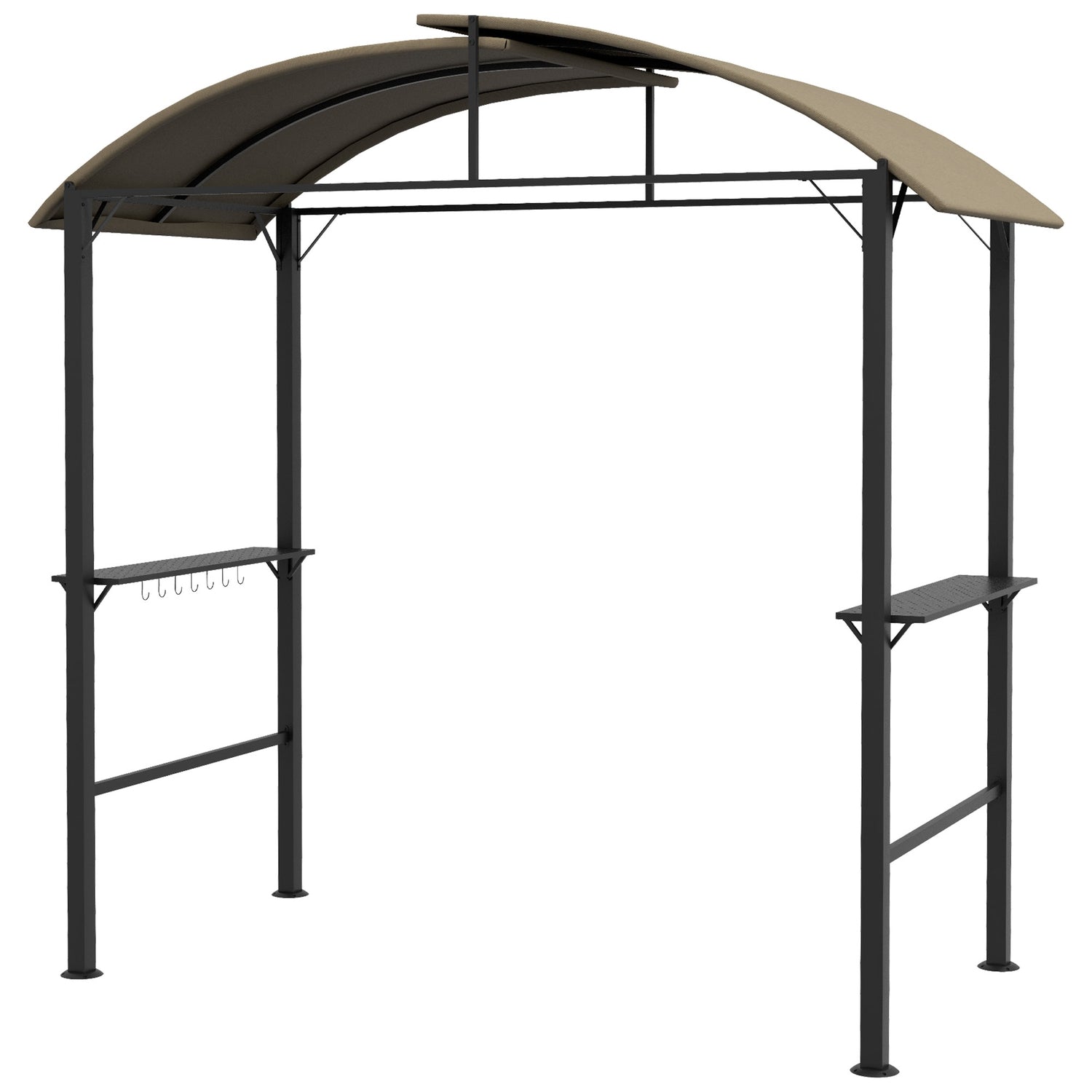 Väderbeständig BBQ Grill Gazebo – Khaki, stål, sidohyllor