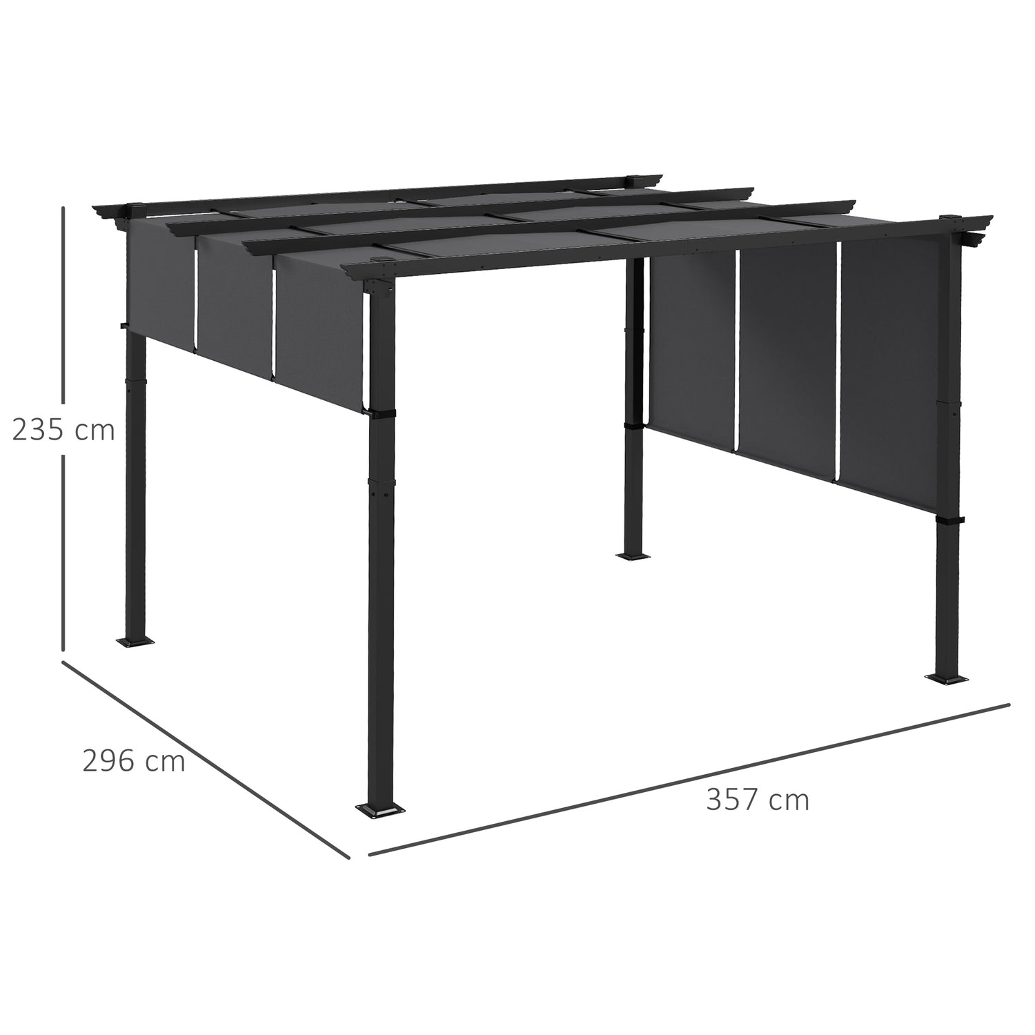 Väderbeständig Gazebo Pergola 3,5x3m – Mörkgrå altantak