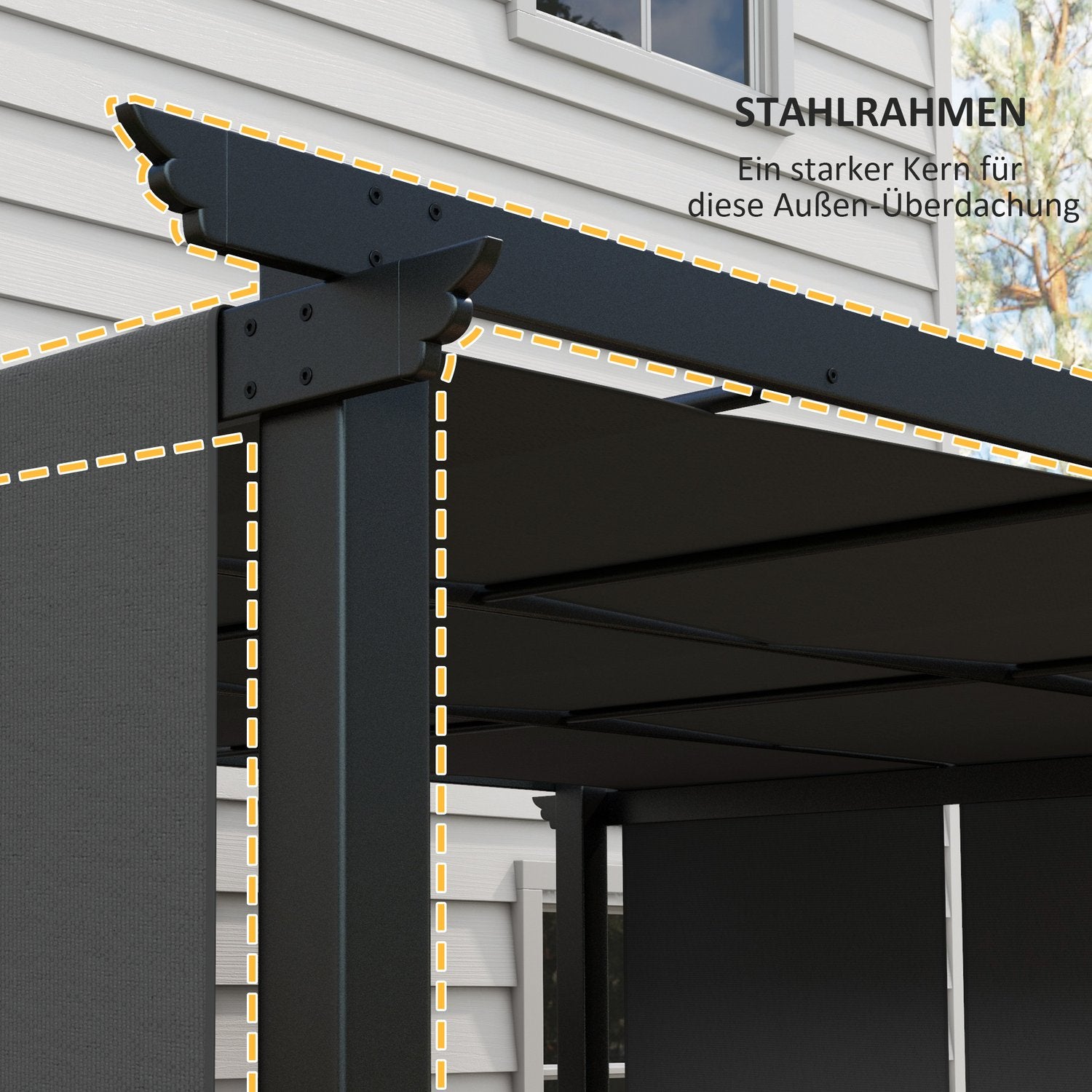 Väderbeständig Gazebo Pergola 3,5x3m – Mörkgrå altantak