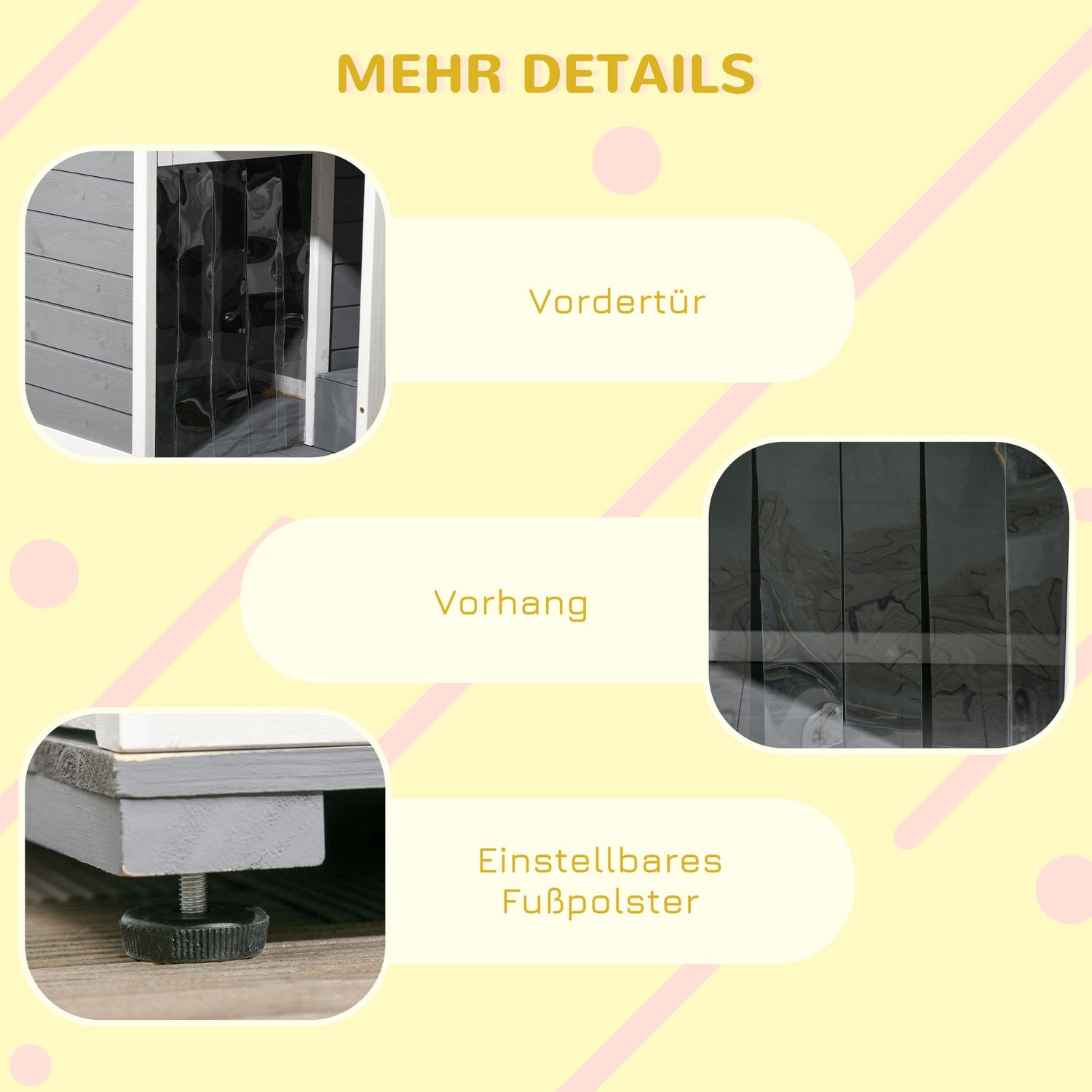 Väderbeständig Gran Wood Dog House med terrass och skålar