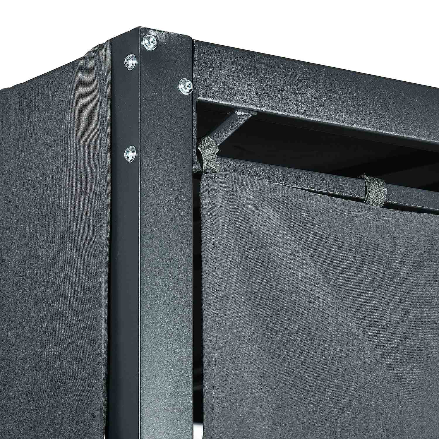 Väderbeständig trädgårdssäng med pergola och kudde