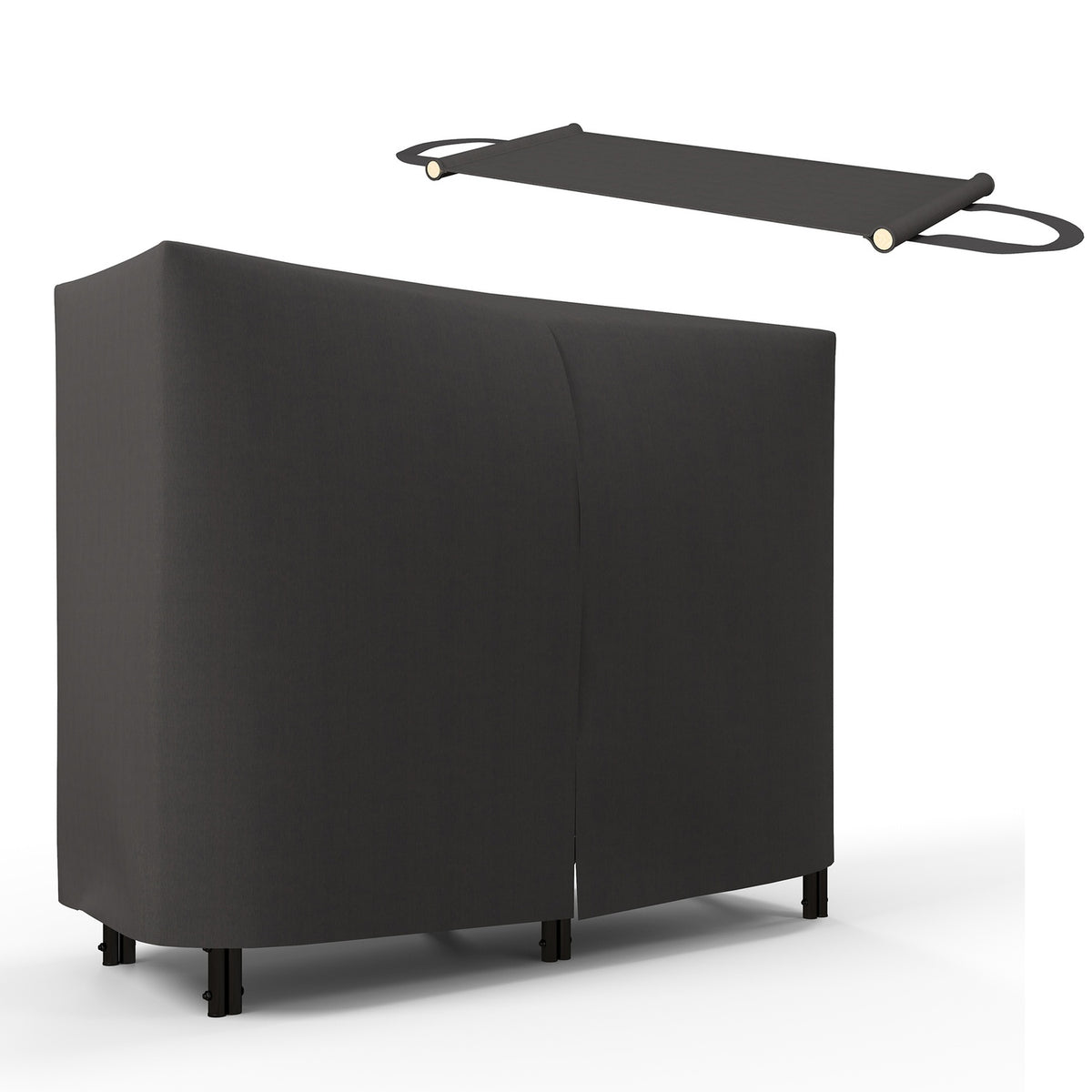 Houtopslagrek, 0,33 m³, met draagtas & deksel, metalen frame, tot 150 kg, 120 x 36 x 99 cm, zwart