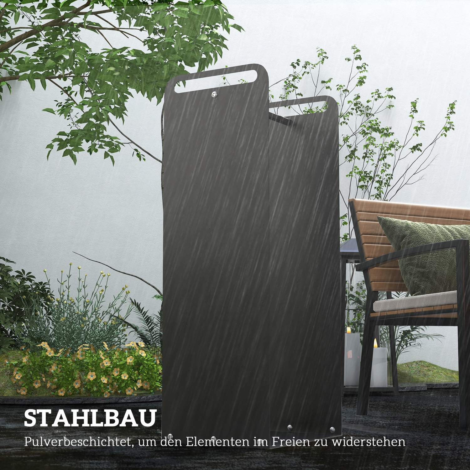 Vedställ i stål med handtag, 30 kg kapacitet, inomhus/utomhus