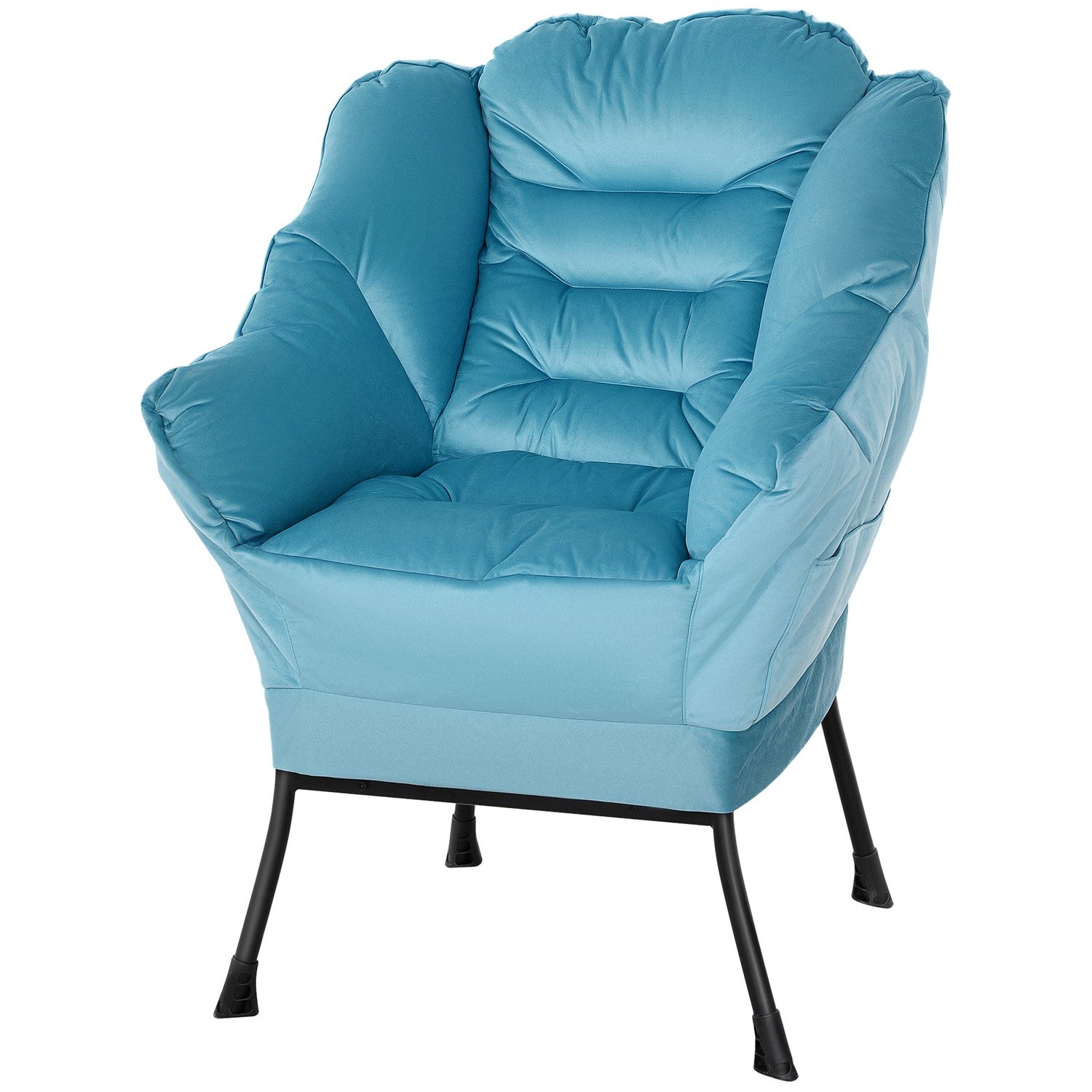 Velvet Lounge Chair, klädd med sidoficka – blå
