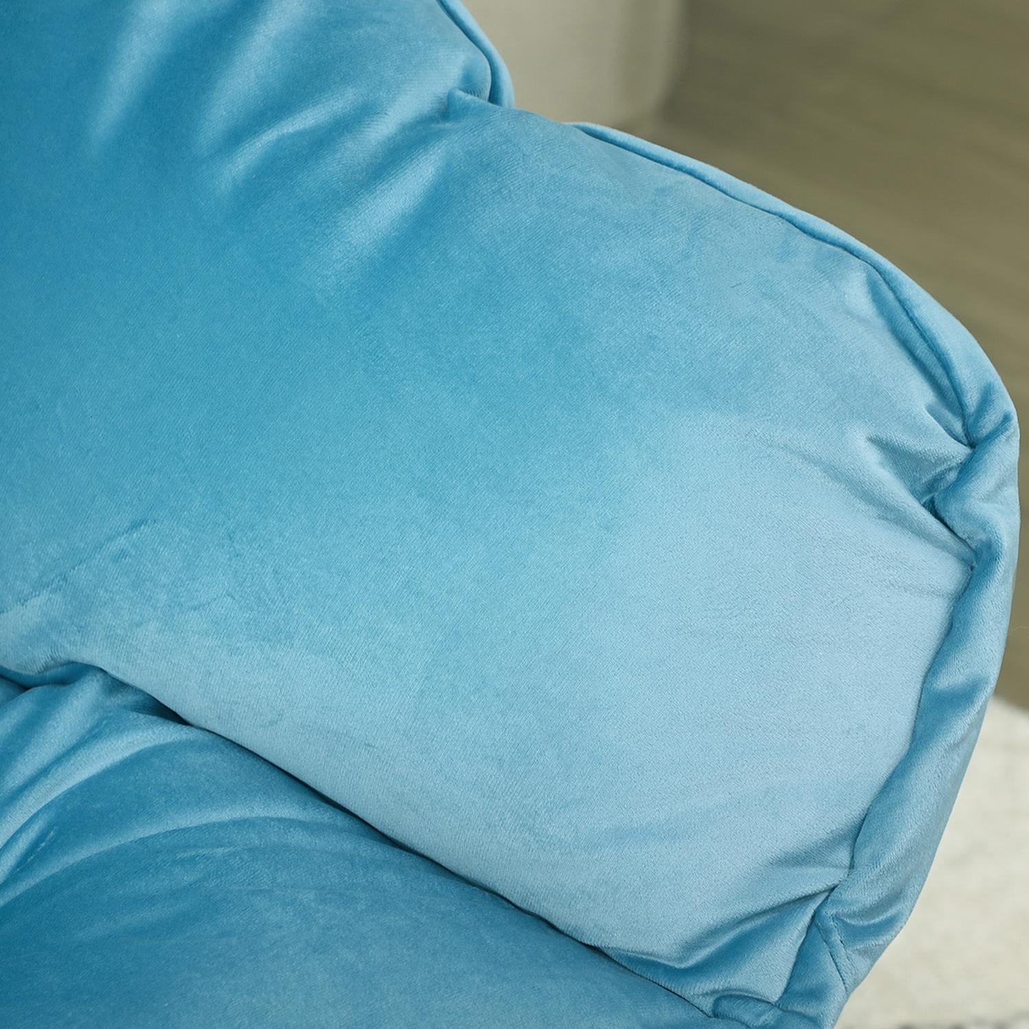 Velvet Lounge Chair, klädd med sidoficka – blå