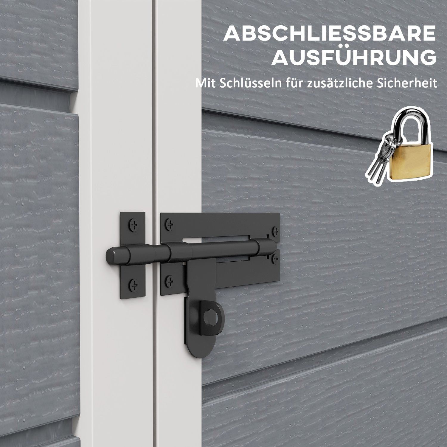 Verktygsskjul i aluminium med tak och låsbar dörr, grå