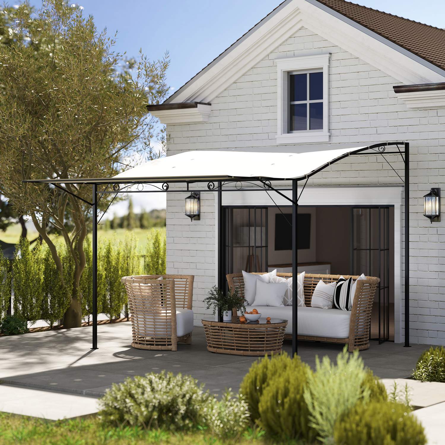 Väggmonterad Pergola Gazebo 3x2,5m, stål, vattenavvisande