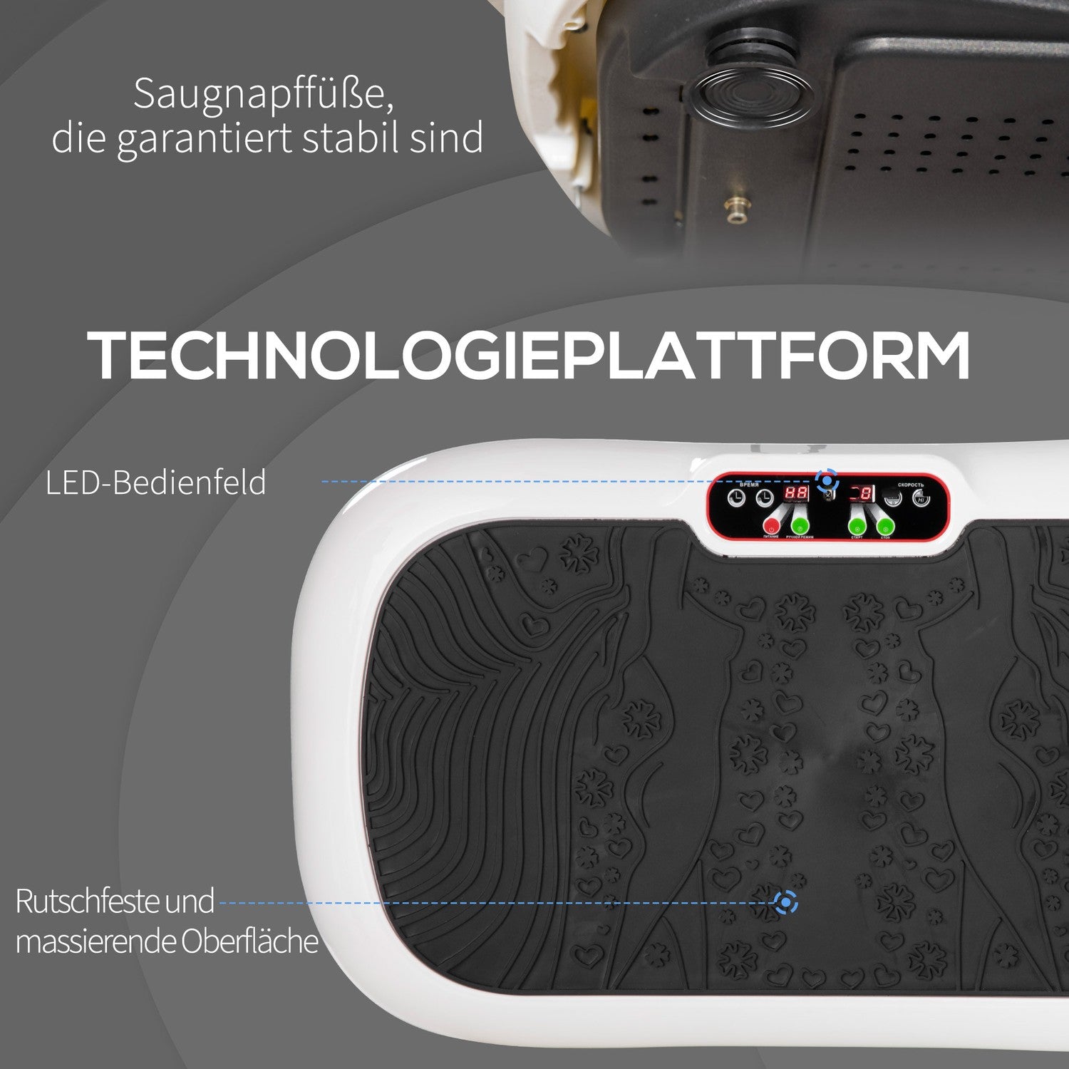 Vibrationsplatta med band – 200W, 99 nivåer, upp till 120 kg