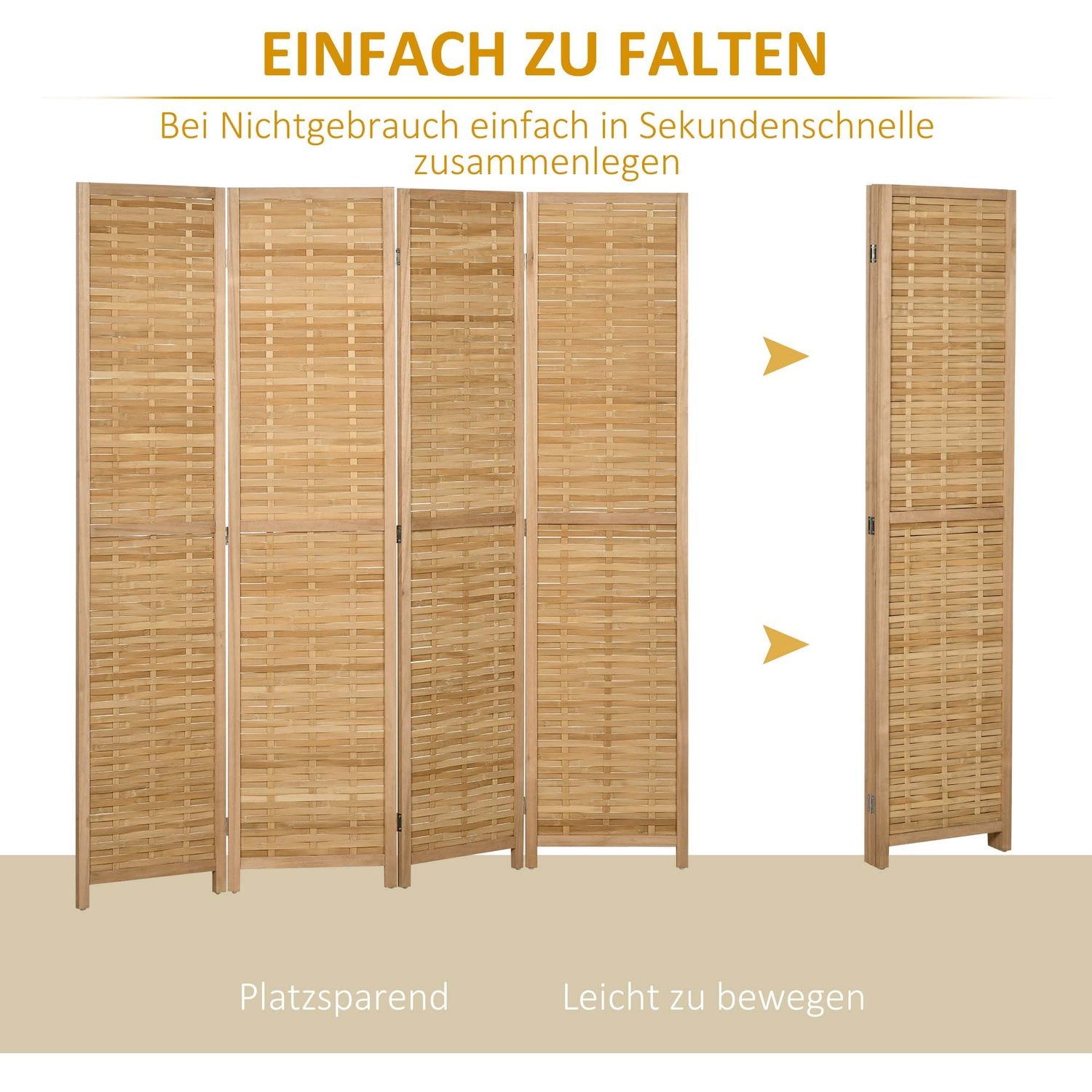 Vikbar Bamboo Privacy Screen – Natural Room Divider 160x170 cm