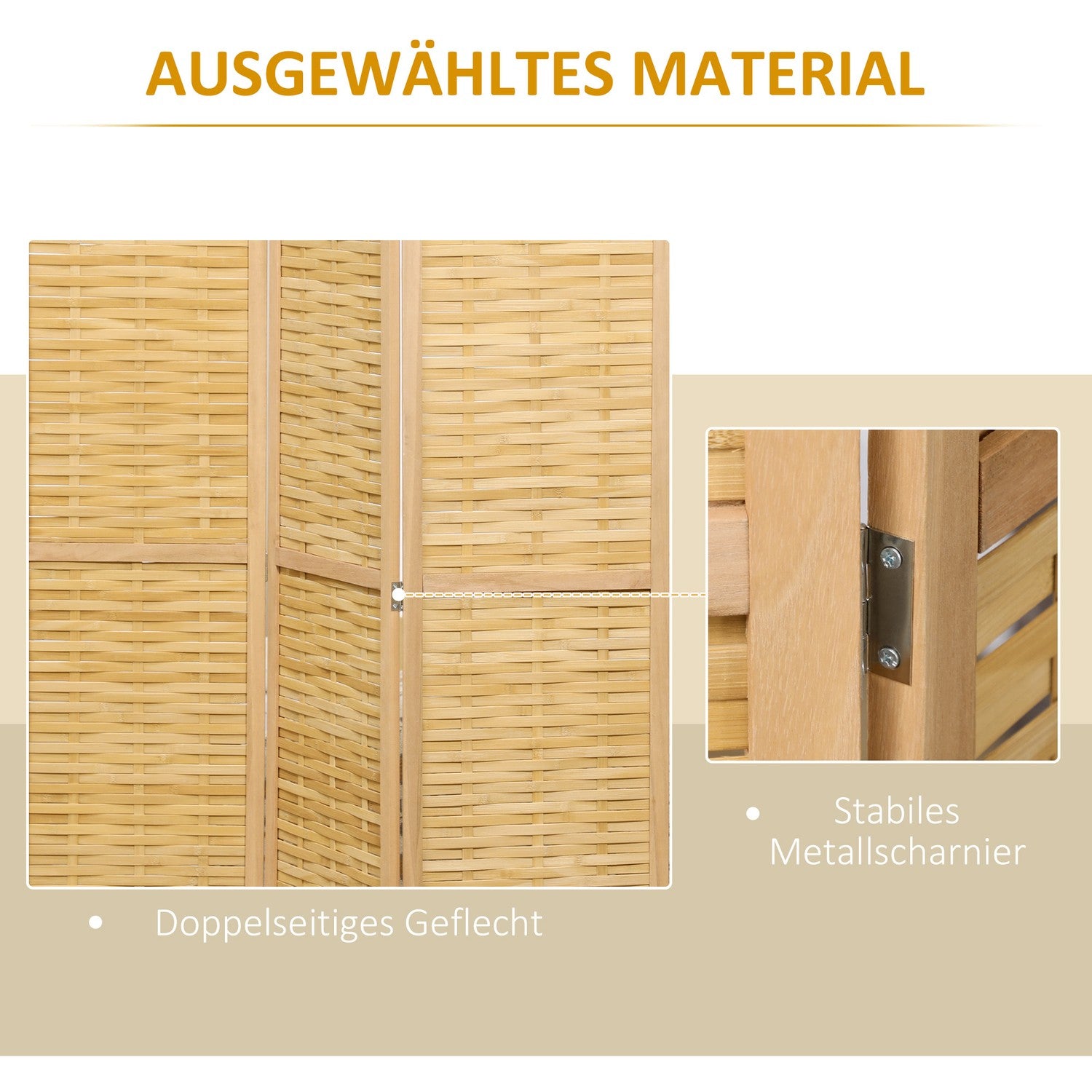 Vikbar Bamboo Privacy Screen – Natural Room Divider 160x170 cm