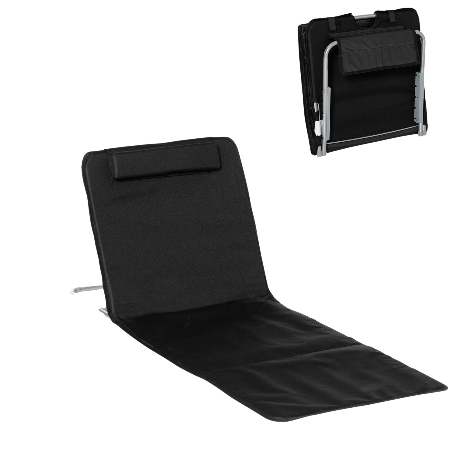 Vikbara strandmattor, set om 2 – höjdjusterbara solstolar