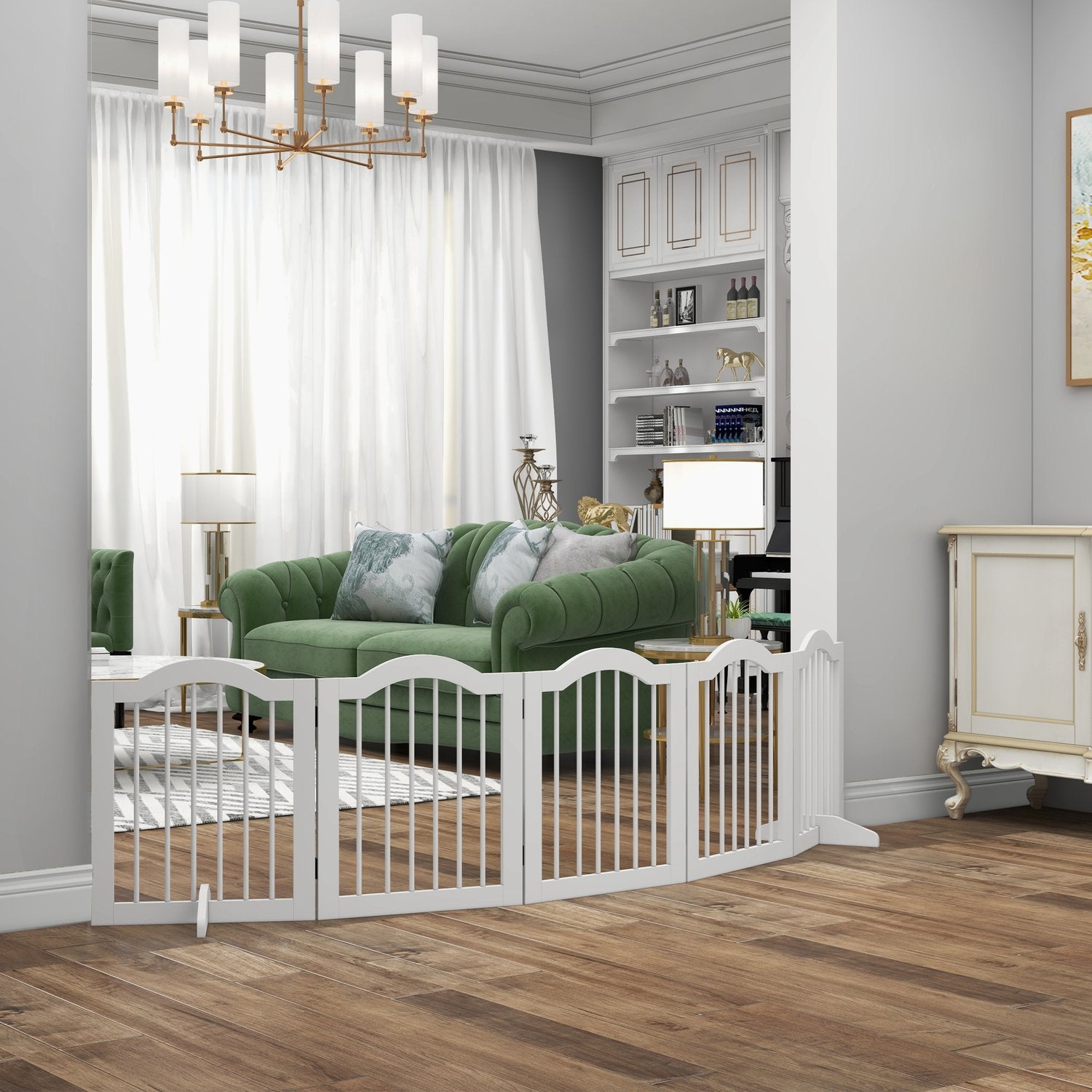 Vikbar hundgrind, 5-delad, 254,5x61 cm, fristående