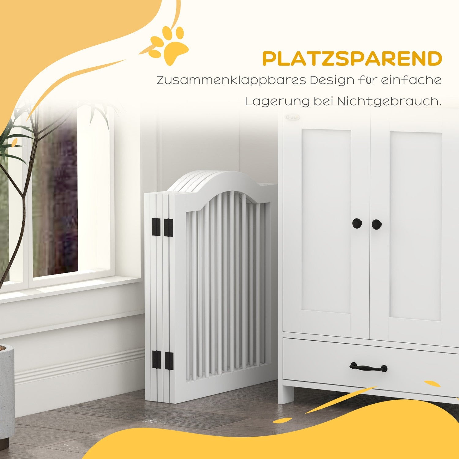 Vikbar hundgrind, 5-delad, 254,5x61 cm, fristående