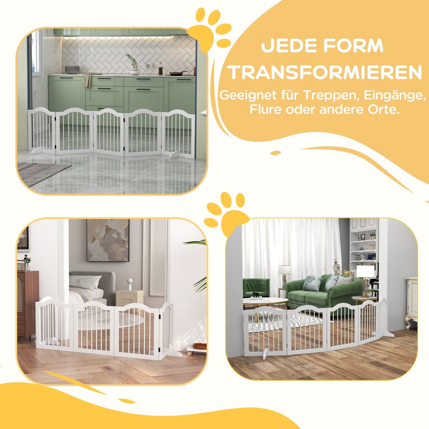 Vikbar hundgrind, 5-delad, 254,5x61 cm, fristående