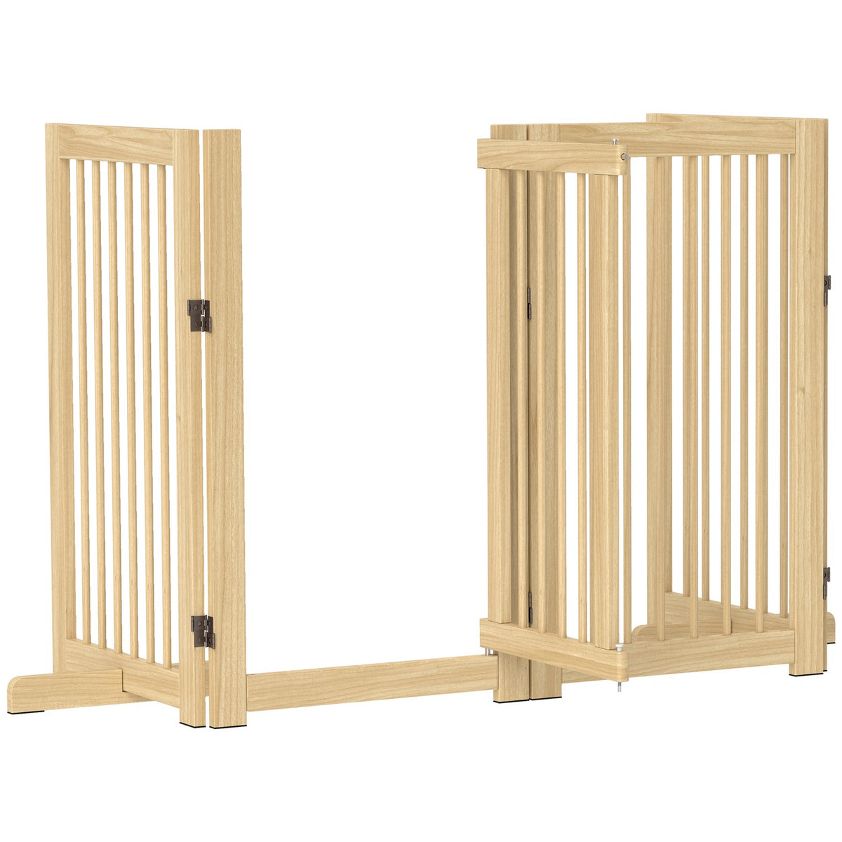 Skládací dřevěná zábrana pro psy, 220x91cm, volně stojící s dvířky
