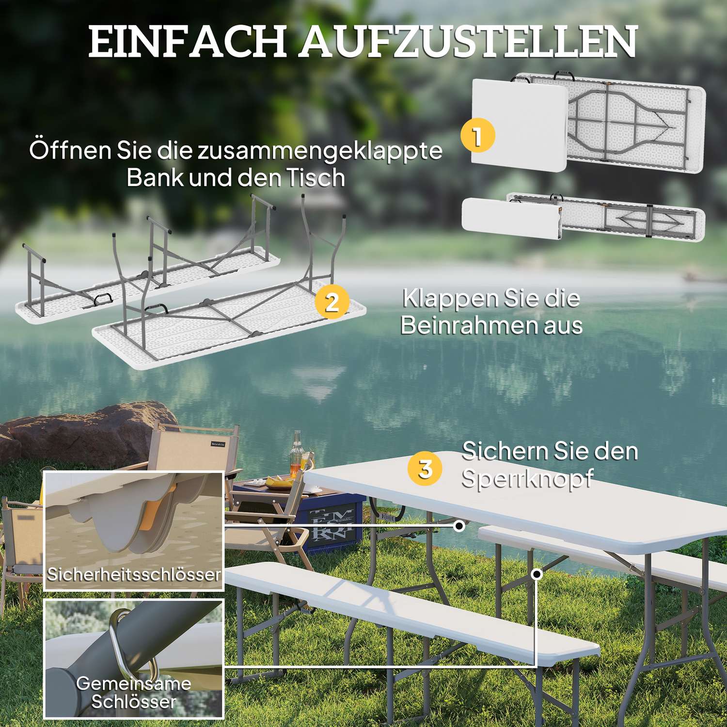 Vikbart ölbordsset – 3 delar, bärbart för fester