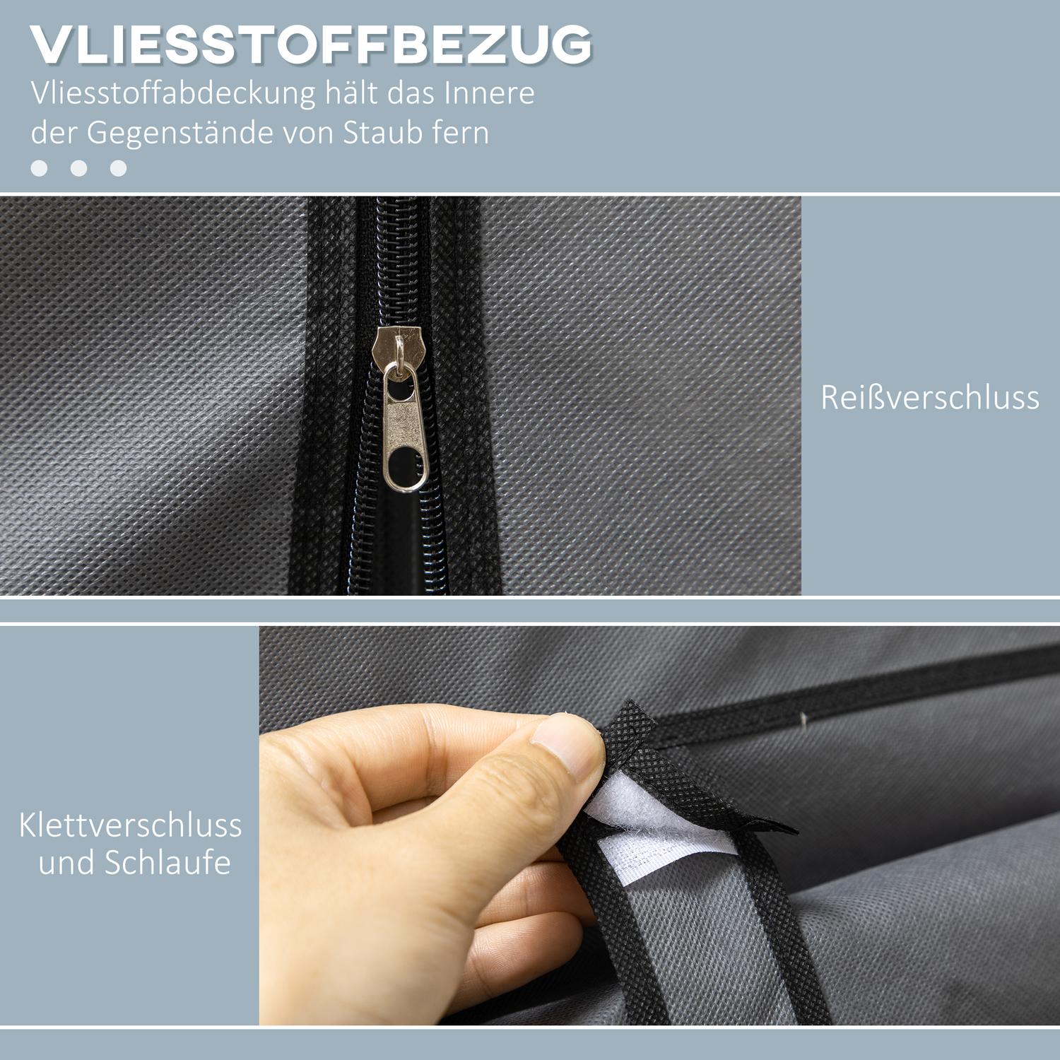 Vikbar tyggarderob med klädstång, mörkgrå