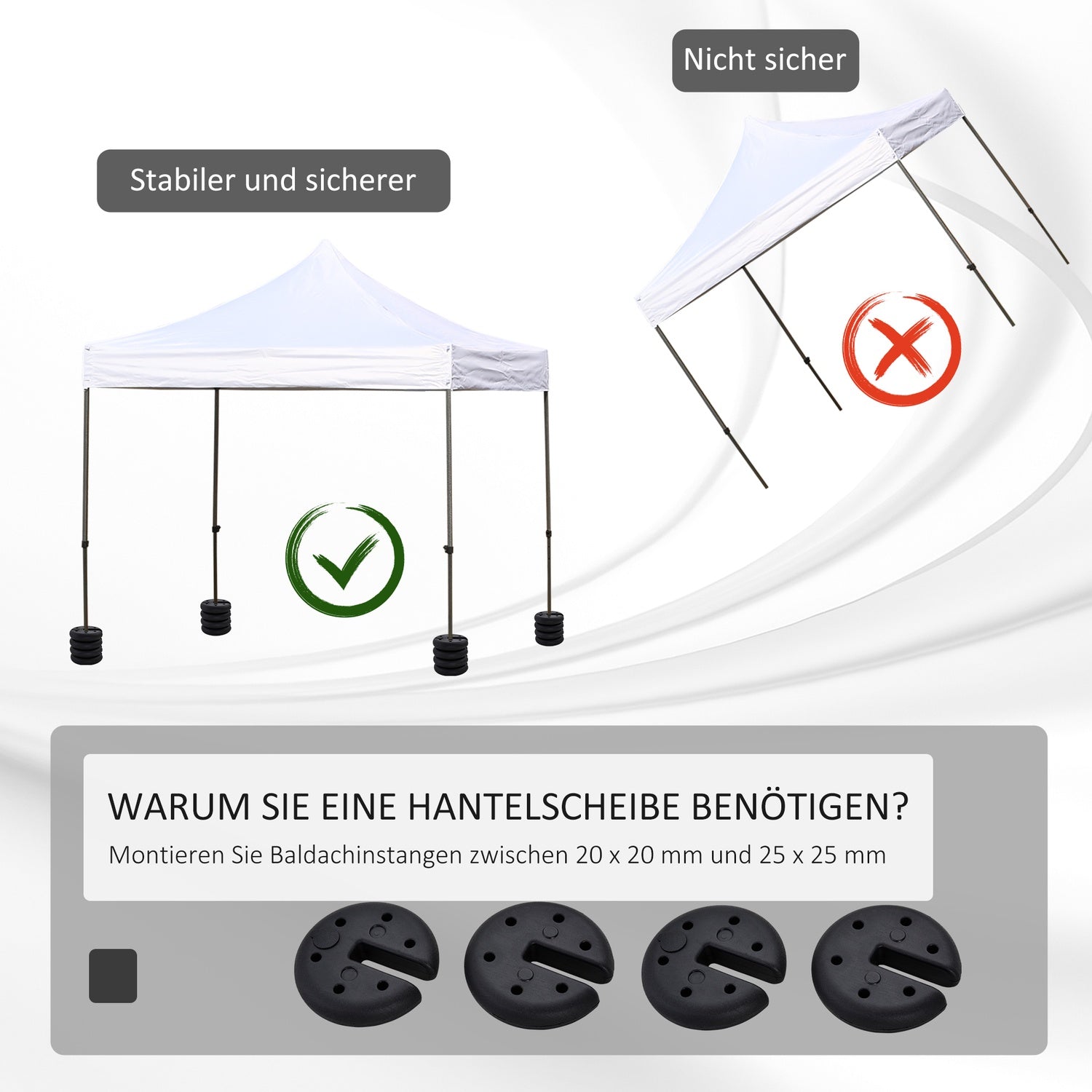 Partytältvikt – Fyllbar upp till 5 kg, svart HDPE, Ø25x6 Cm