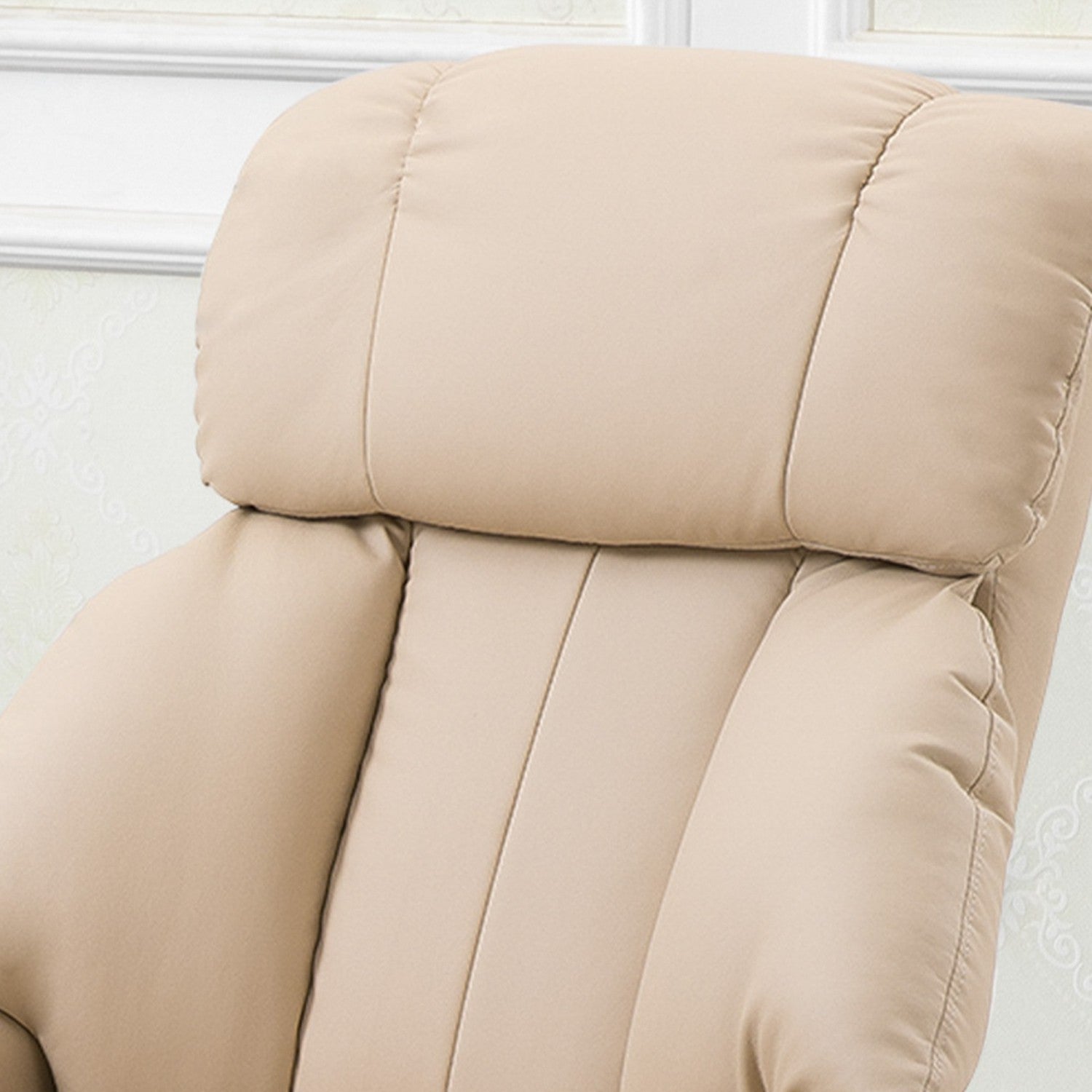 Beige Ergonomisk vilstol med massage & ottoman, 76x80x102 Cm