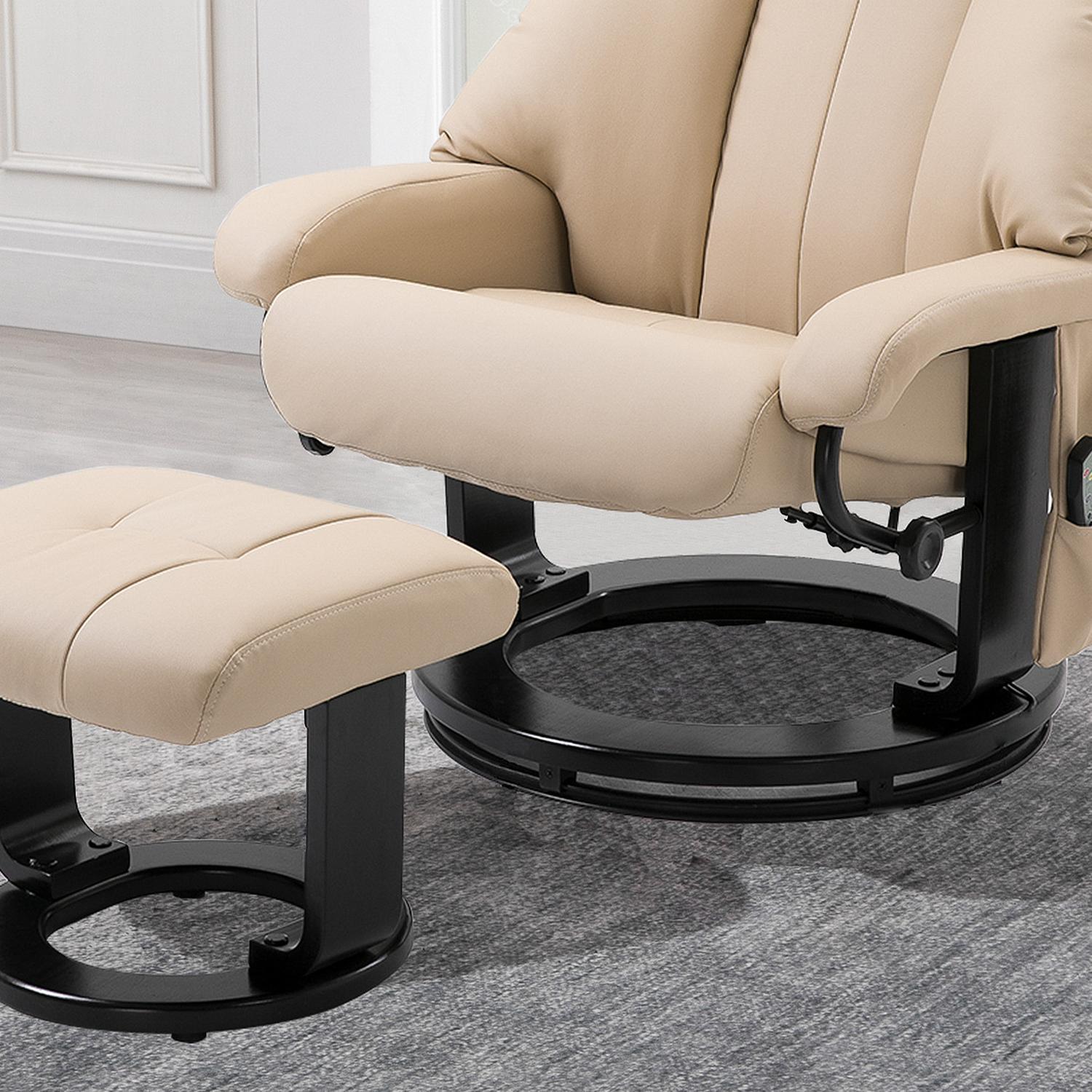 Beige Ergonomisk vilstol med massage & ottoman, 76x80x102 Cm