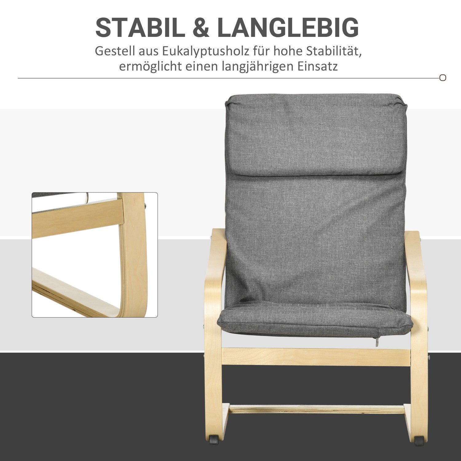 Vilstol, mörkgrå björkträ, vardagsrumskomfort