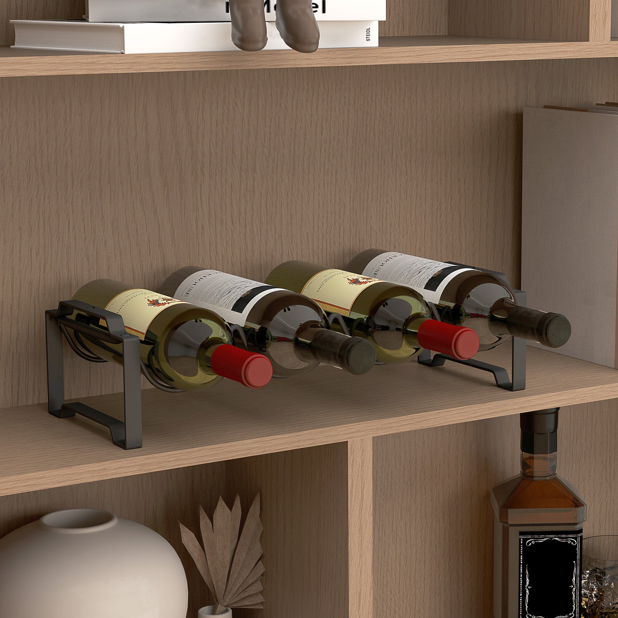 Vinställ i metall för 16 flaskor – svart förvaringshållare