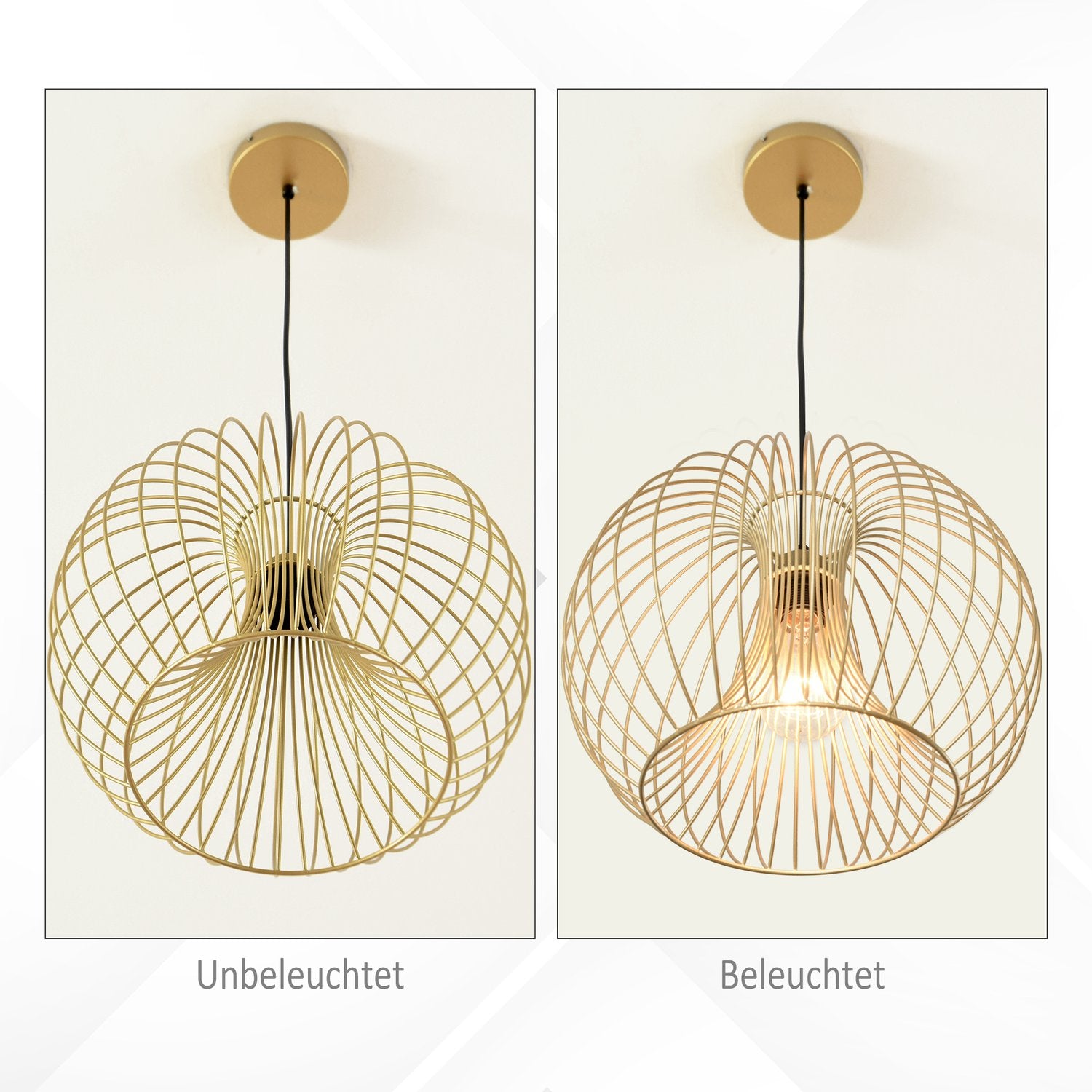 Vintage Guld Taklampa, Justerbart Stål, E27, Ø37x150 Cm