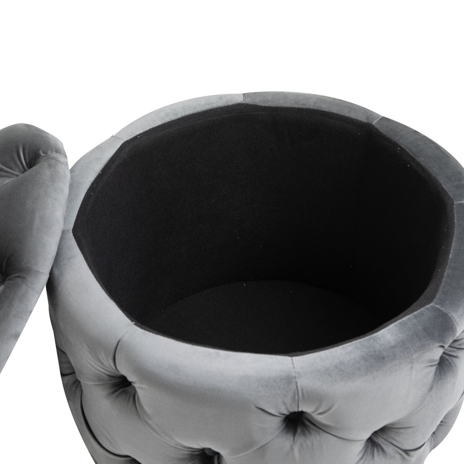 Klädd vintage fotpall med förvaring, metallram