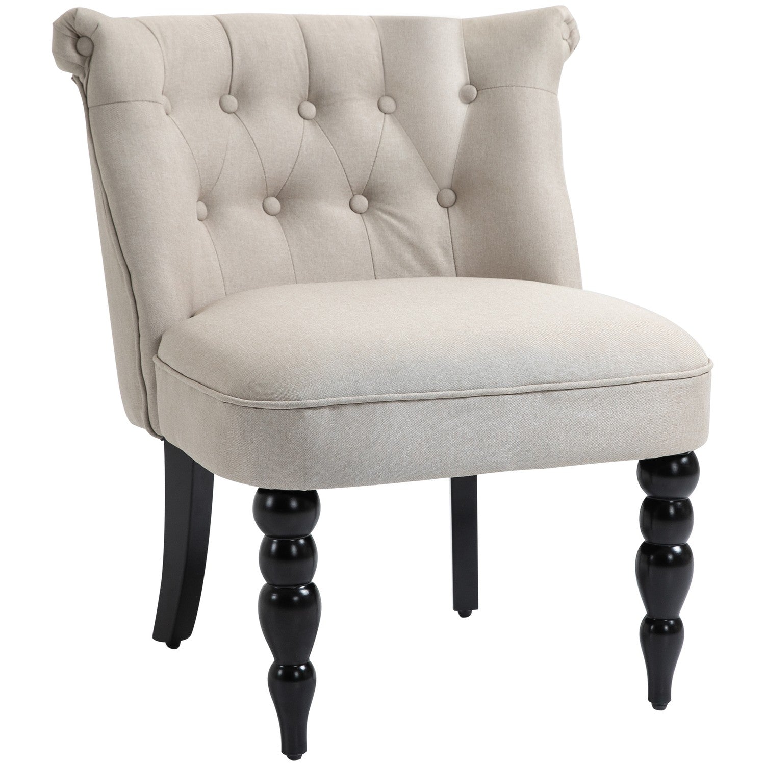 Vintage stoppad vilstol, träram, linneöverdrag