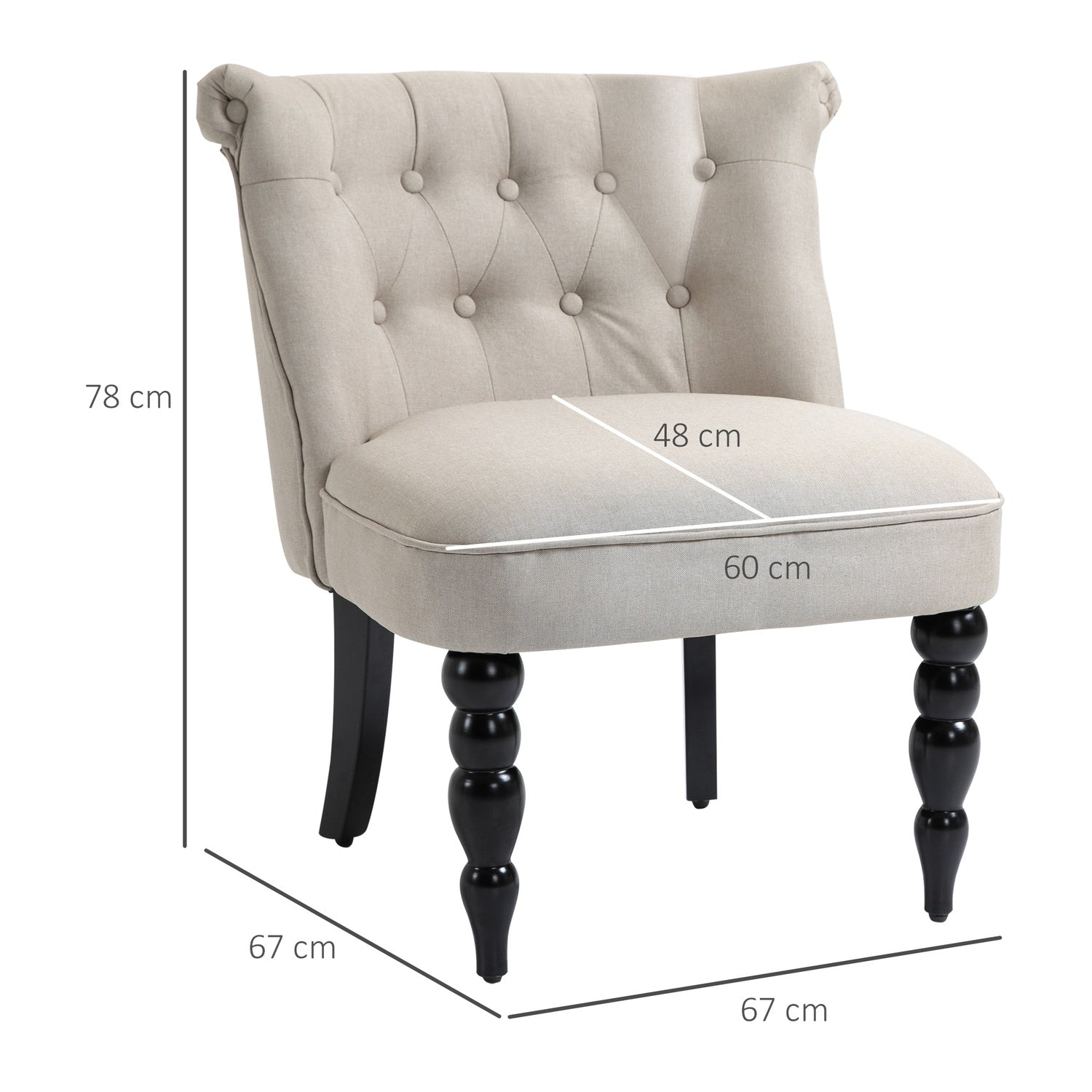 Vintage stoppad vilstol, träram, linneöverdrag