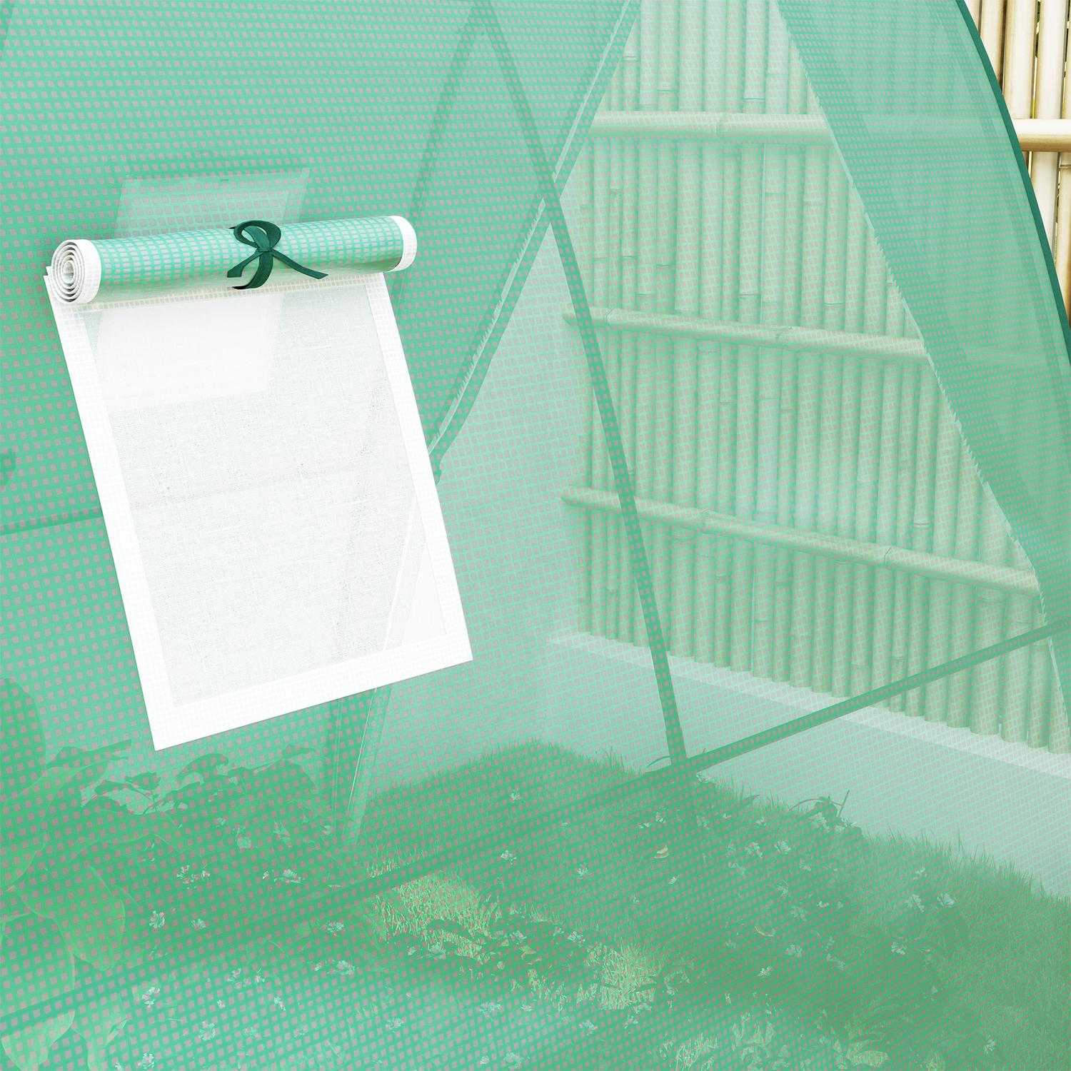 Vintertätt växthus av stålfolie med dörr och fönster