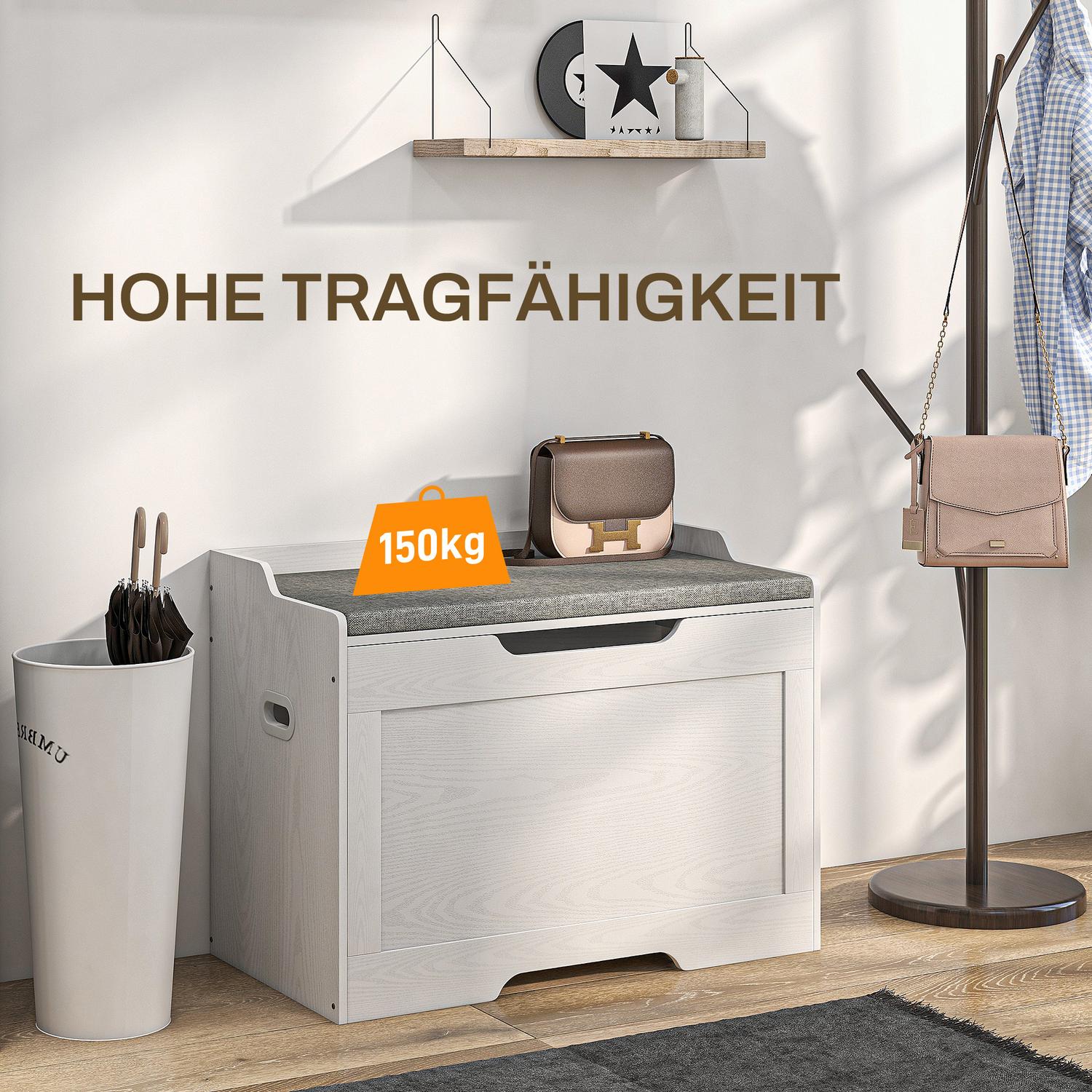 Vit 103L förvaringskista med lock och avtagbar kudde