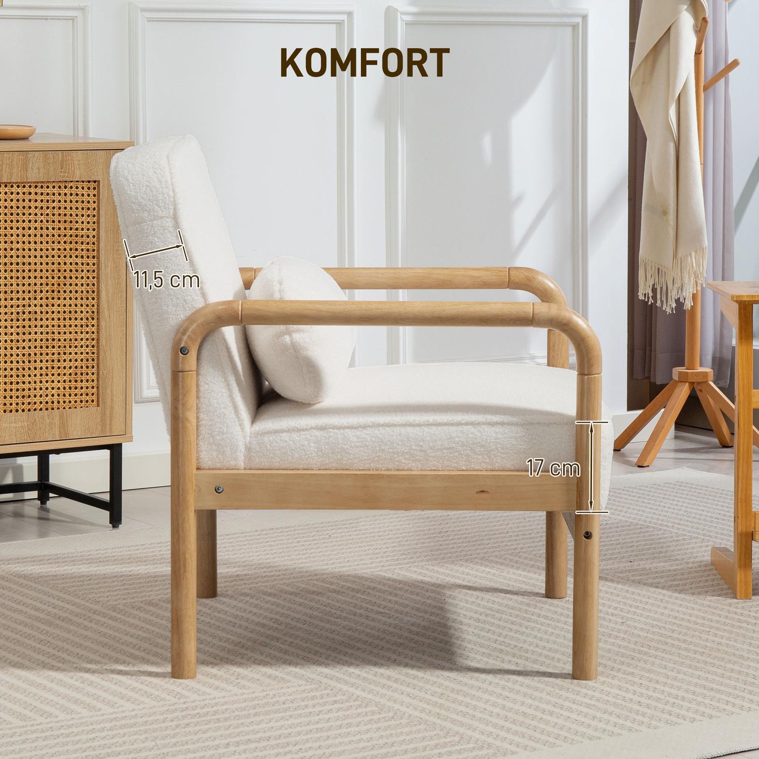 Vit Bouclé stoppad fåtölj – Avkoppling & läsning